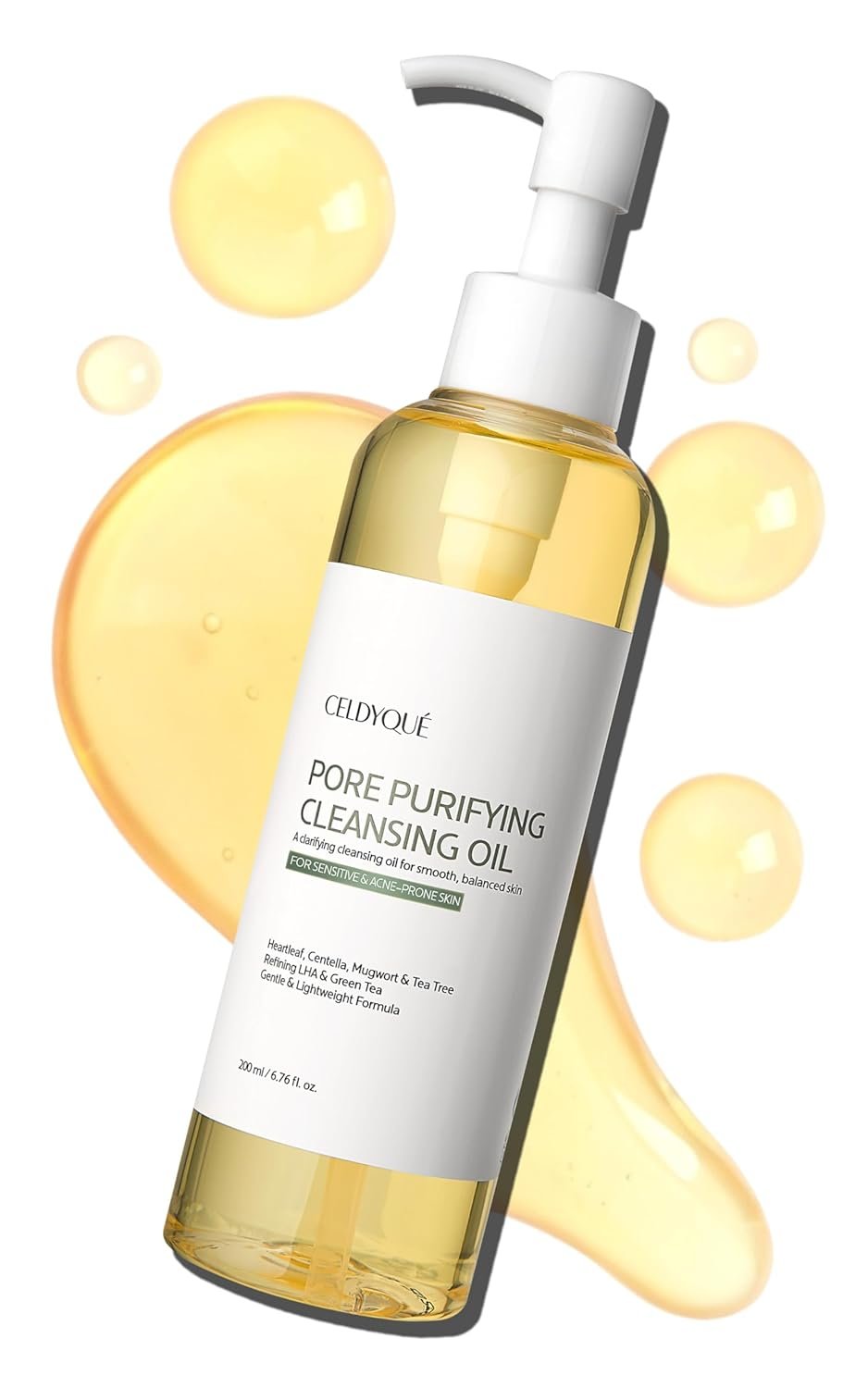 Korean Cleansing Oil Makeup Remover w/ LHA Centella Tea Tree Heartleaf Murwort & Green Tea | Lightweight Deep Pore Cleaner for Blackheads Sebum Waterproof Sunscreen & Sensitive Acne-Prone Skin 6.7 Oz