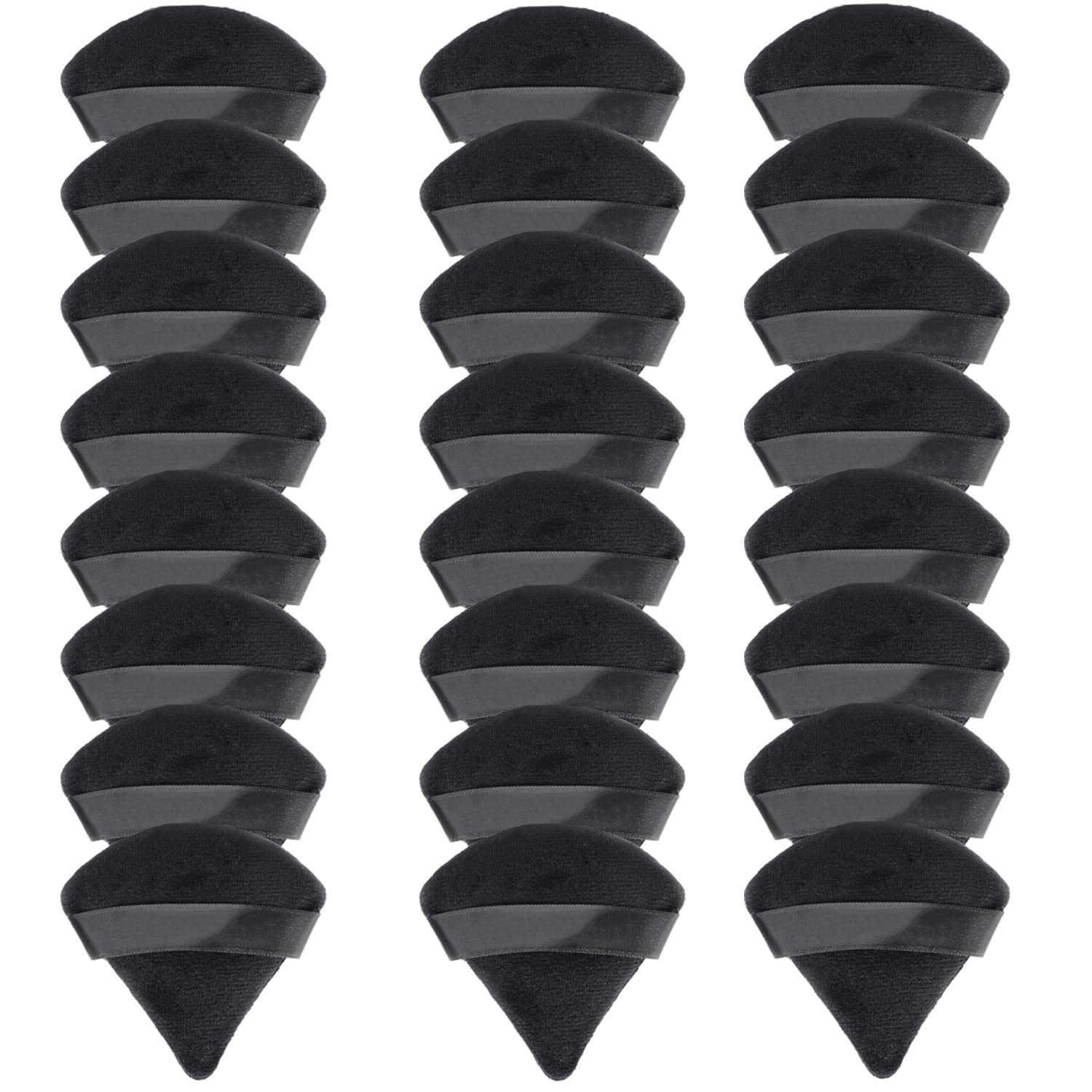 24 Pieces Triangle Powder Puff, Washable Cotton Face Makeup Puff for Loose Powder Body Cosmetic Foundation Sponge Makeup Tool (24Black)