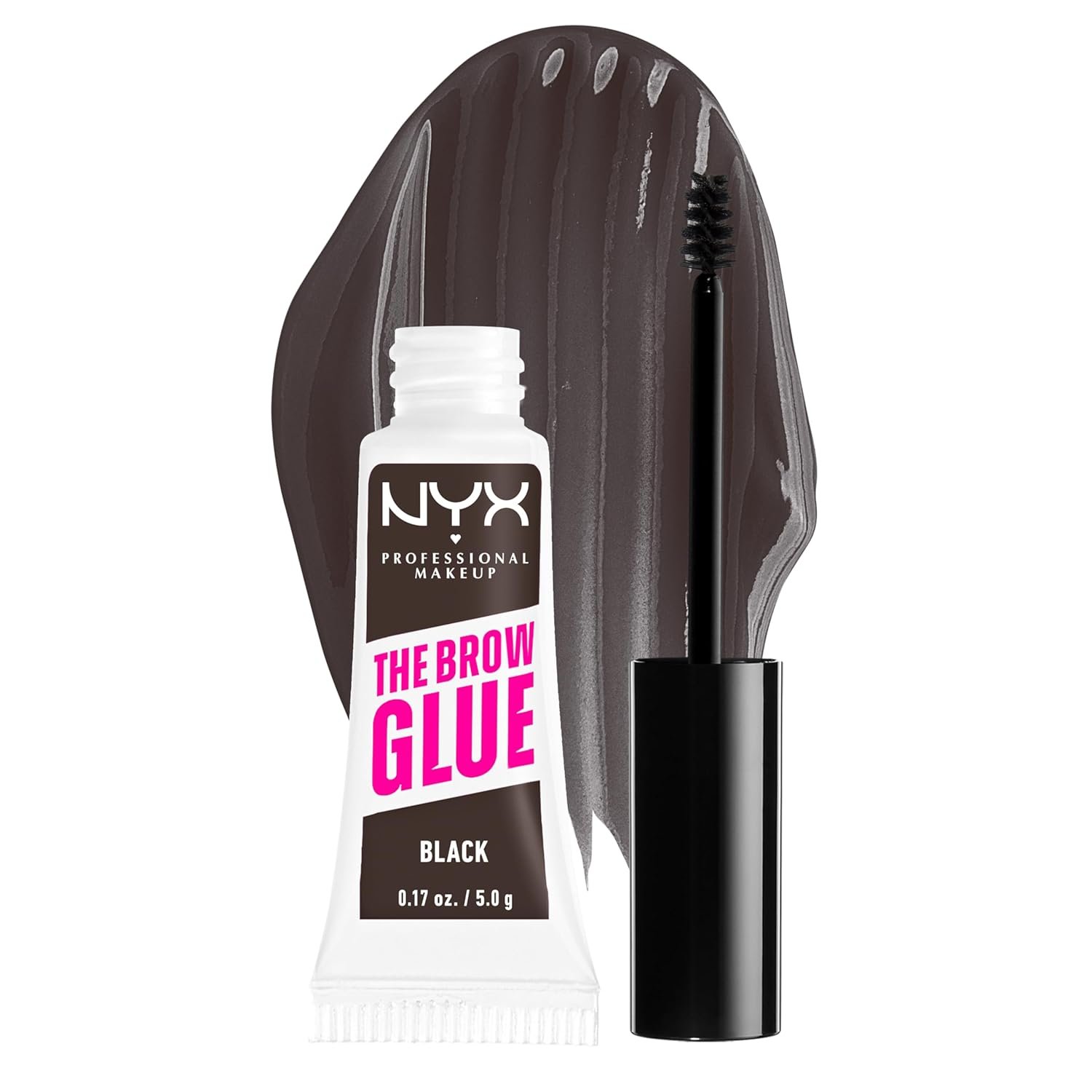 NYX PROFESSIONAL MAKEUP The Brow Glue, Extreme Hold Tinted Eyebrow Gel – Black