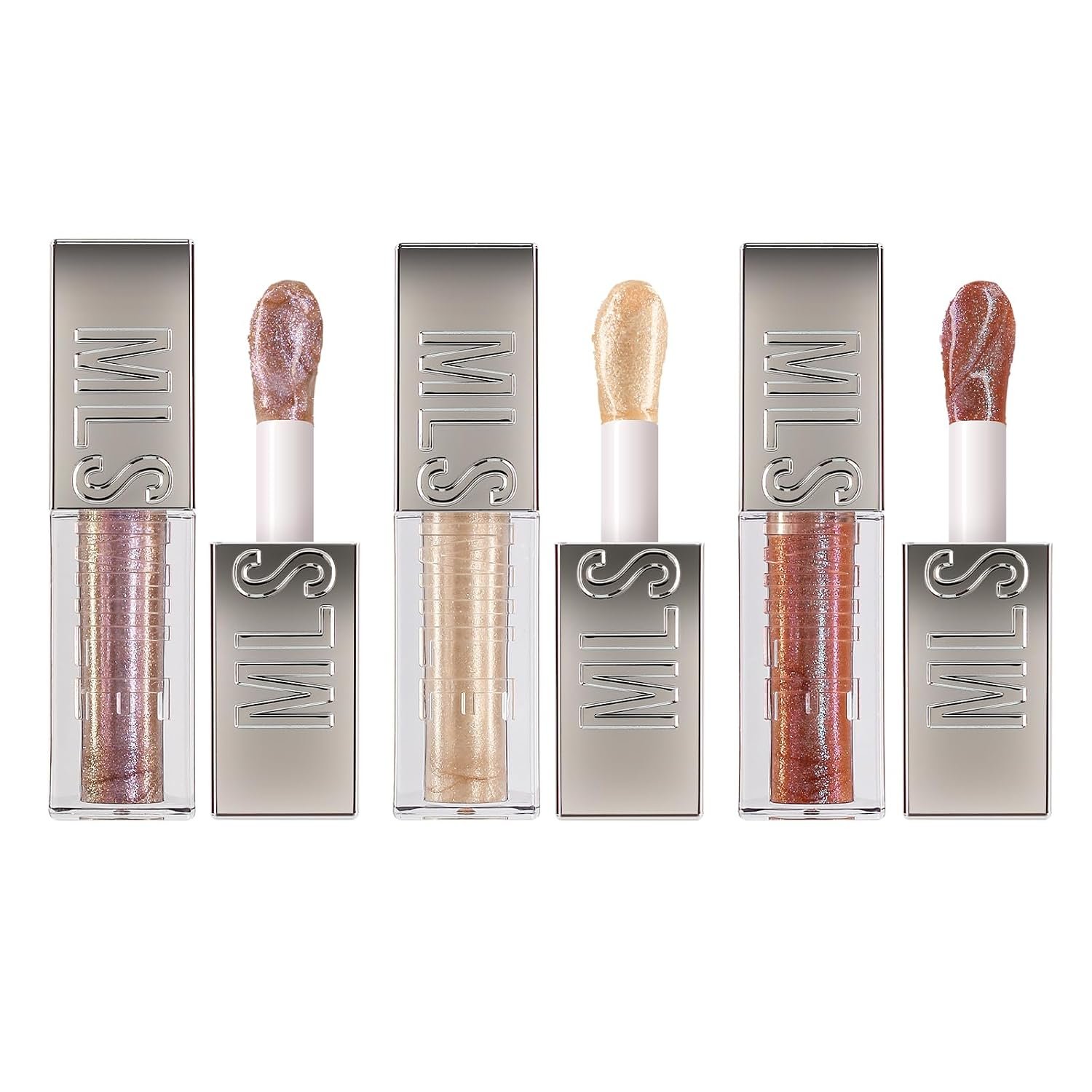 3 PCS High Shine Glitter Lipglossey,Diamond Glitter Lip Gloss Long Lasting Moisturizing Lip Gloss Non-sticky Glossy Glitter Liquid Lipstick for Women,girls 0.33fl oz