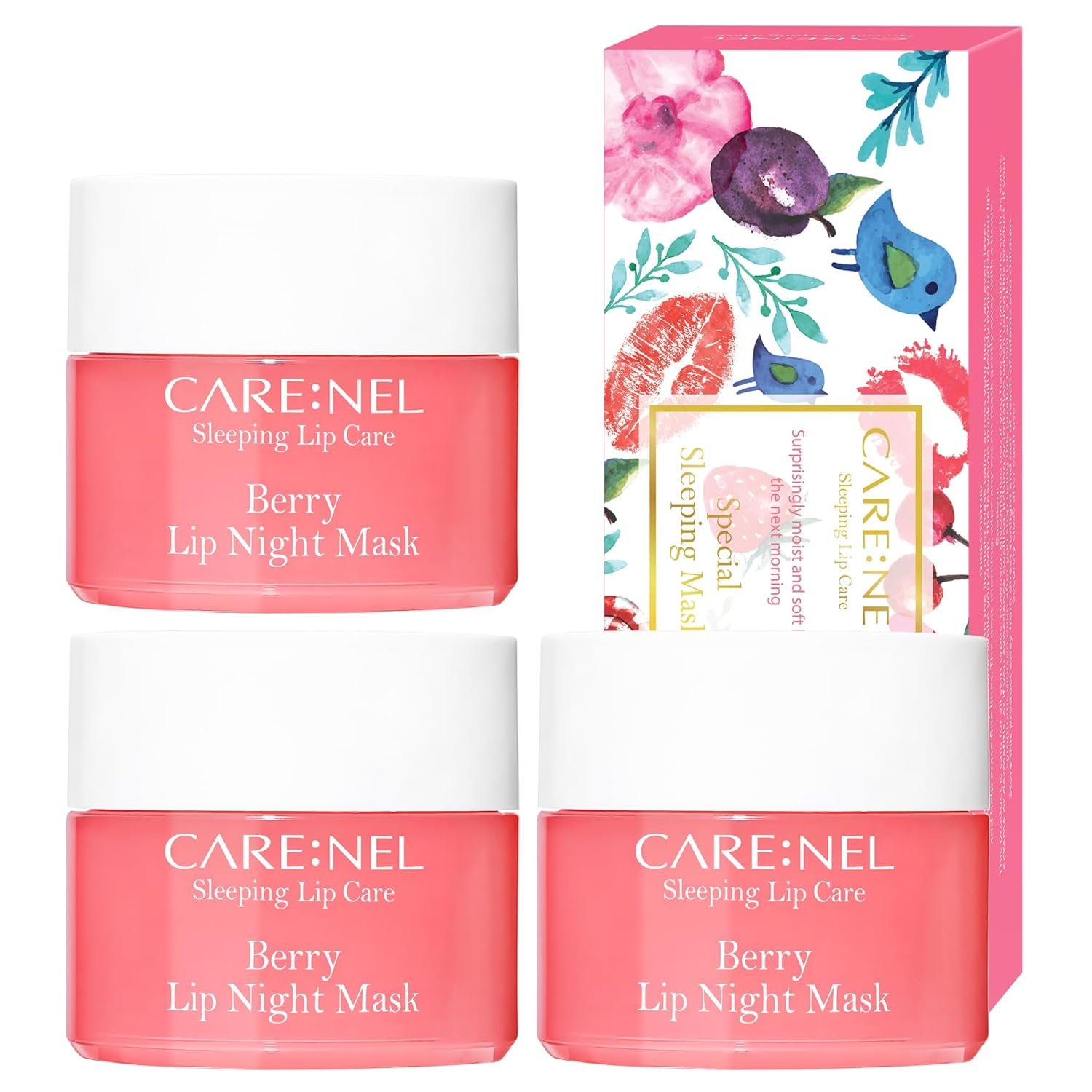 CARENEL Lip Sleeping Mask 5g (Berry 3Set) – Moisturizer for Dry Lips – Overnight Treatments Balm, Day and Night Repair Gloss, Scrubs Exfoliator