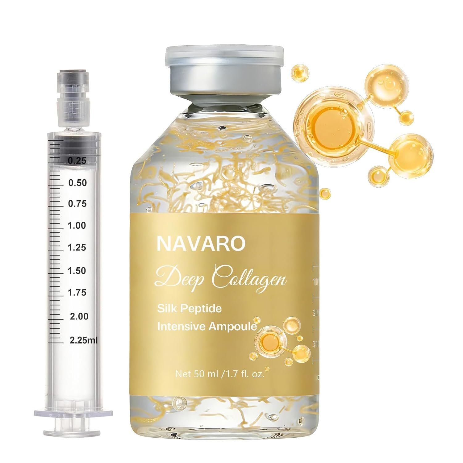 NaVaro Peptide Deep Collagen Lifting Ampoule | 72H Hydration, with Palmitoyl Pentapeptide-4 for Face Tightening, Wrinkle Reduction & Glass Skin, 1.7 fl oz