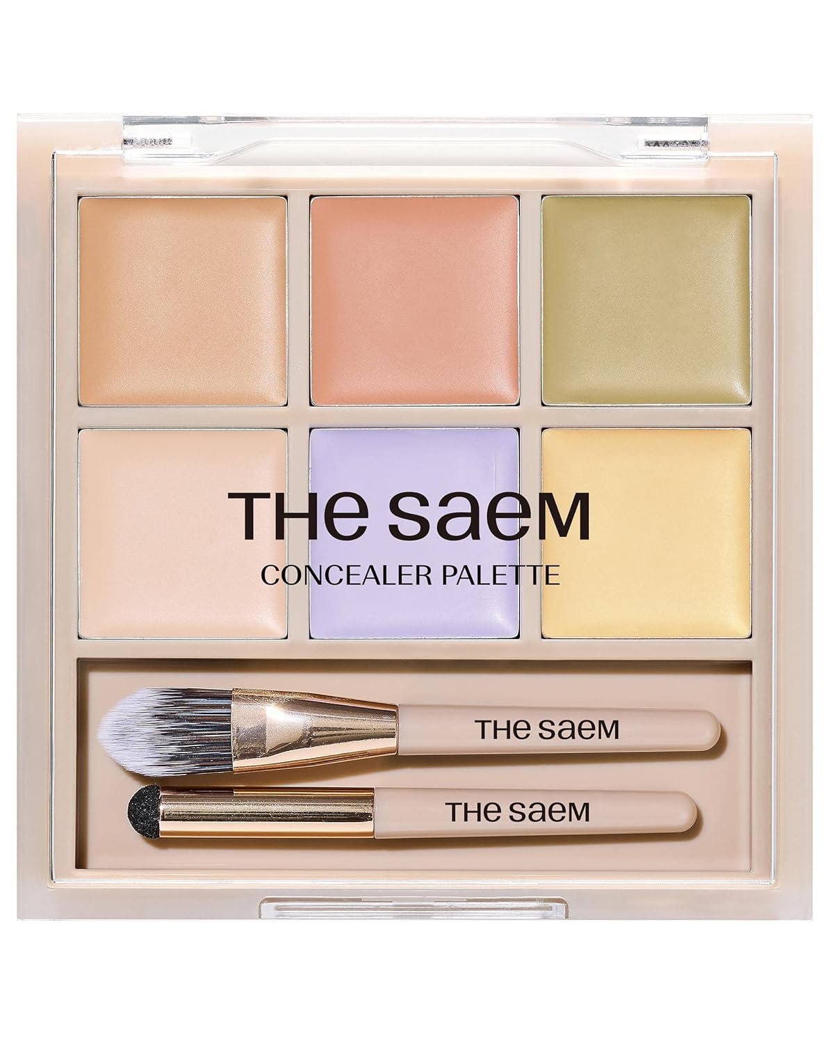 THESAEM Cover Perfection Concealer Palette – 01 Cover and Correct for Medium Skin Tones 20-23 – 6-Color Multi Concealer Palette with Dual Brush – Korean Makeup for Blemishes, Dark Circles & Redness