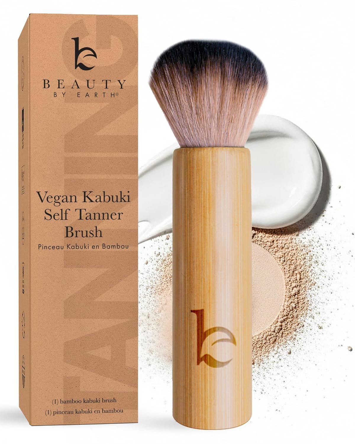 Kabuki Brush for Face – Ultra Soft Bronzer Brush for Blush, Loose Powder, Powder and Liquid Foundation & Self Tanner, Travel Friendy Makeup Blending Tool, Gentle on Skin