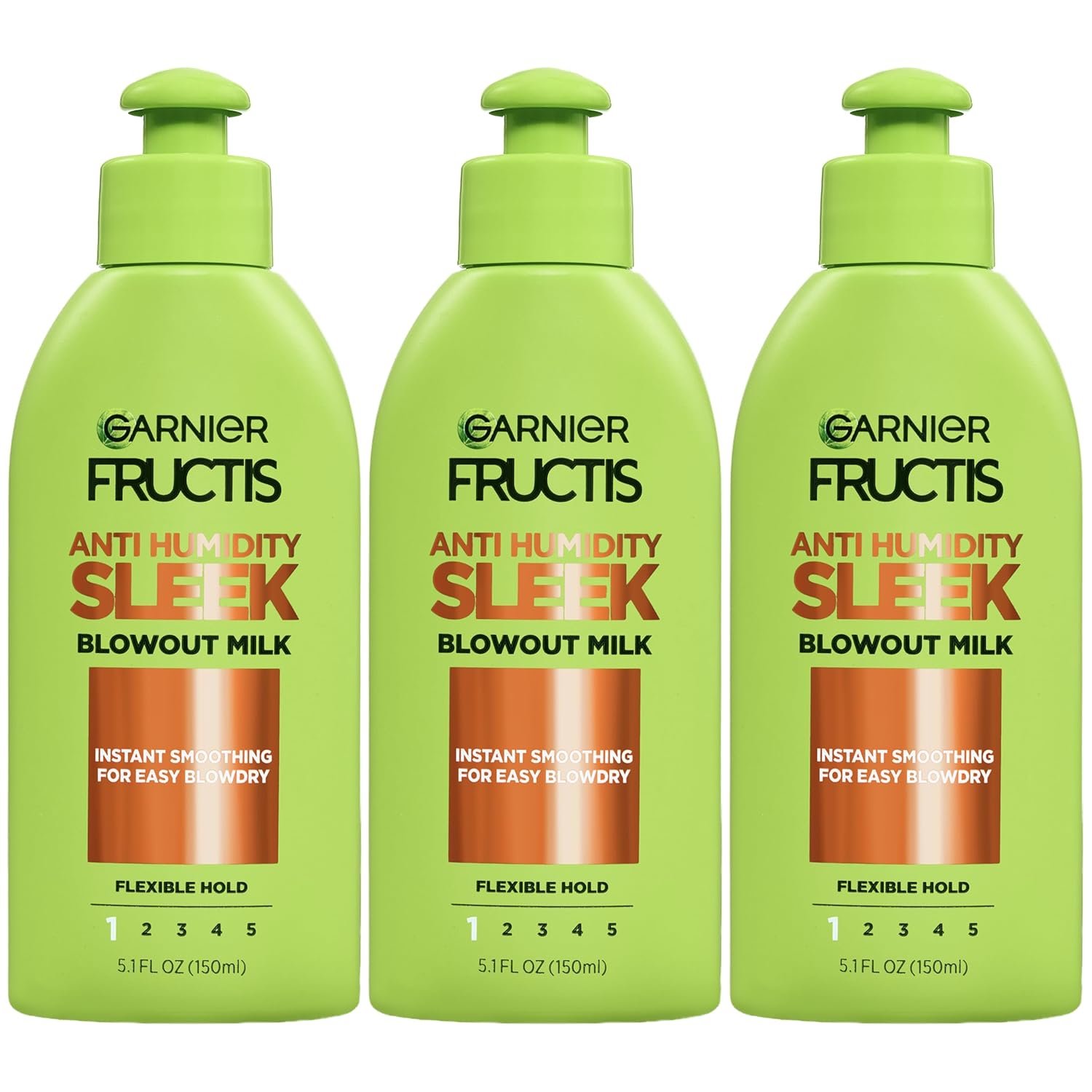 Garnier Fructis Style Anti-Humidity Smoothing Milk for Frizz Resistance, 5.1 Fl Oz, 3 Count, (Packaging May Vary)