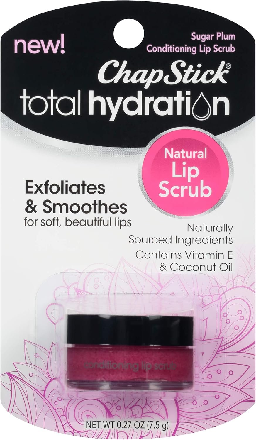 ChapStick Total Hydration Sugar Plum Flavor Conditioning Lip Scrub and Lip Exfoliator Jar – 0.27 Oz