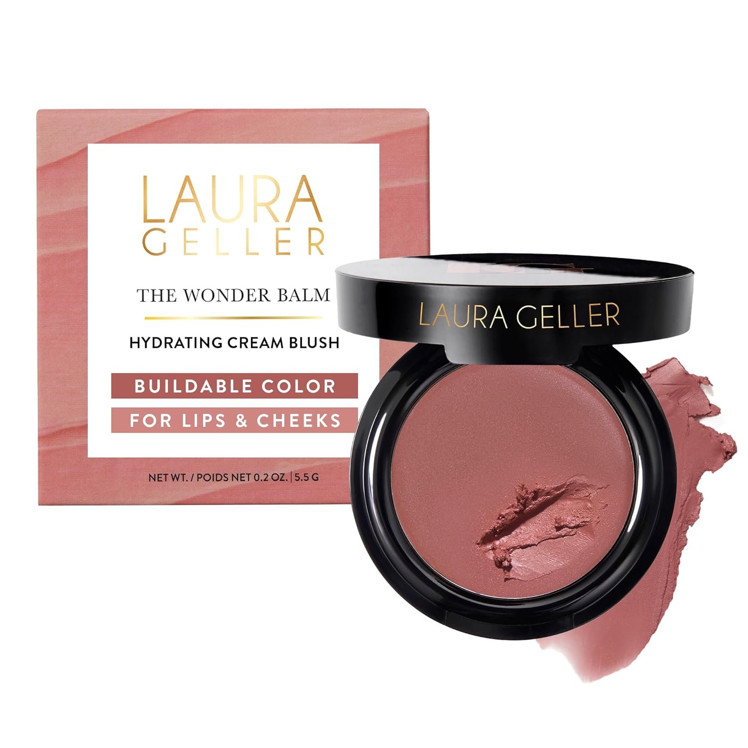 LAURA GELLER NEW YORK The Wonder Balm Cream Blush – Rosy Refresh – Hydrating Multi-Use Cheek & Lip Color – Squalane & Sunflower Oil – Lightweight, Buildable Sheer Glow – For Mature & Dry Skin – Vegan