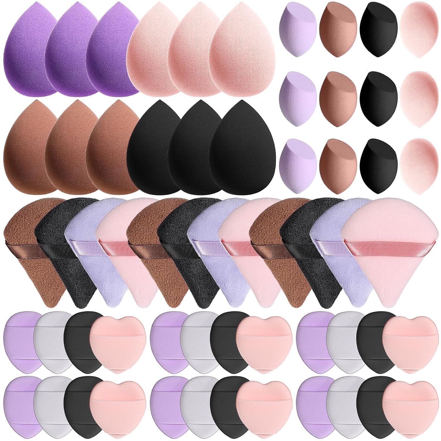60 Pcs Makeup Sponge Set, Multi-colored Blending Sponge, Makeup Blender Sponges for Liquid Cream, and Powder Latex Free