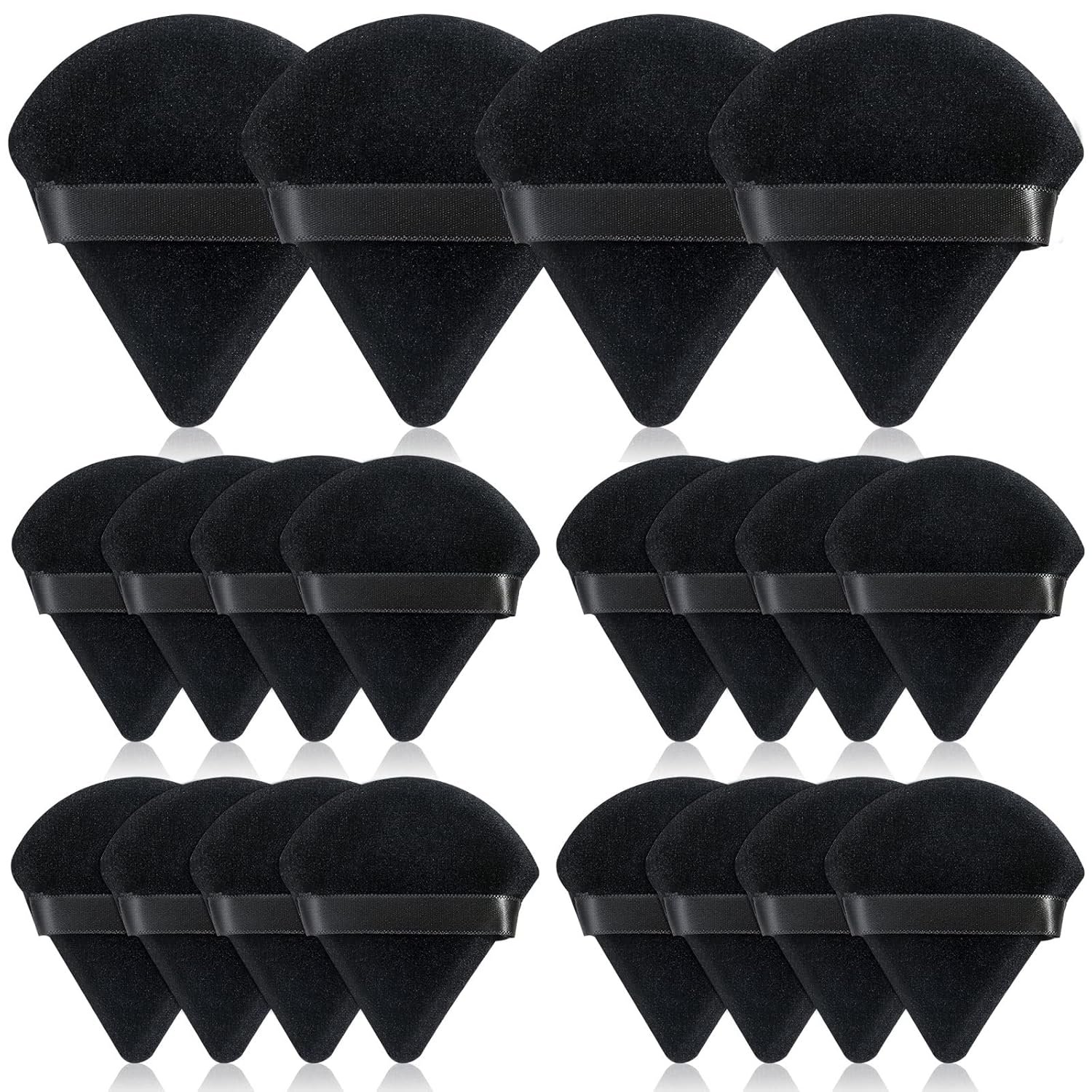 Thrilez 20pcs Triangle Powder Puff, Loose Powder Puffs Makeup Puff for Face Powder, Setting Powder Puff for Make Up, Face Puff Pads for Press Powder, Sponge Powder Applicator for Face and Eye (Black)