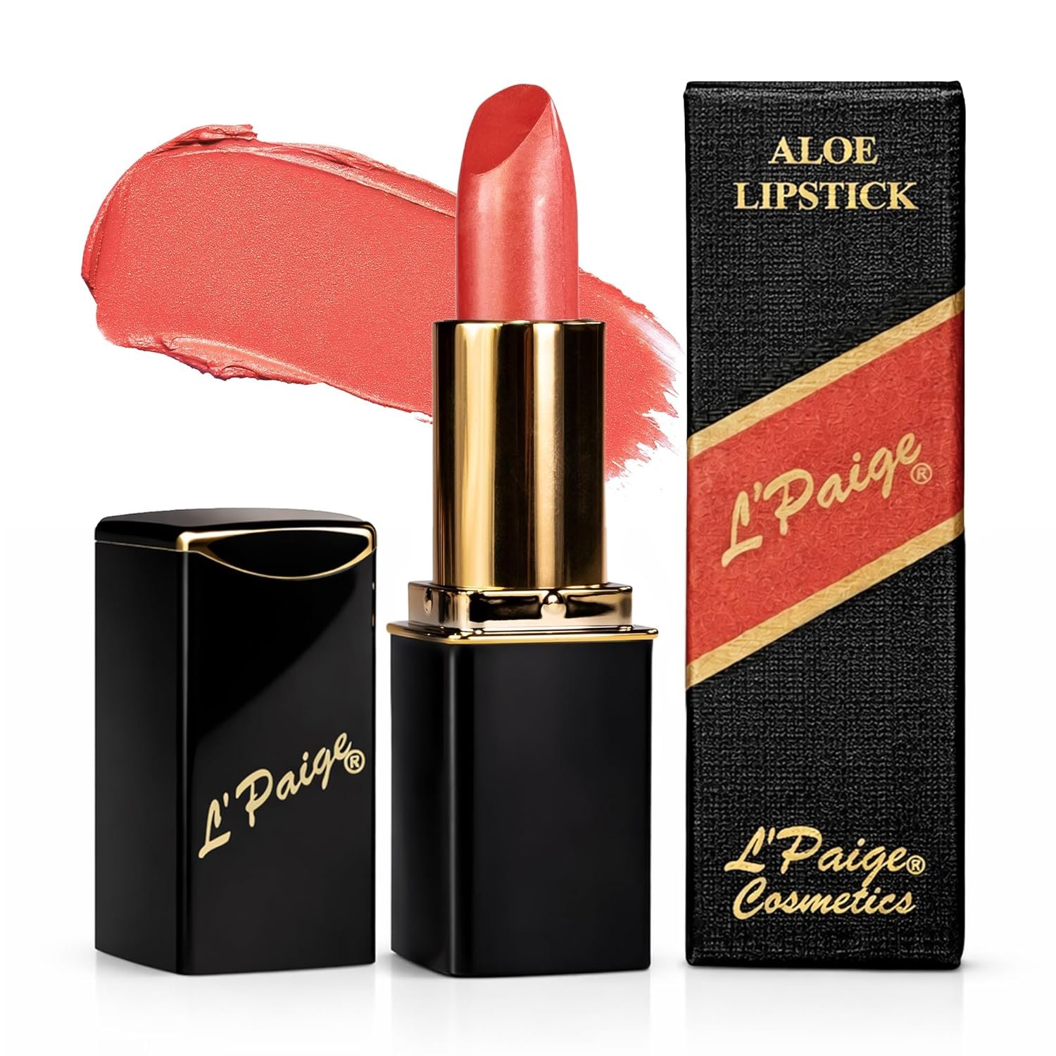 L’Paige Designer Lipstick – Peach Nectar Warm Peach-Coral, Aloe Vera Moisturizing Long-Lasting Formula, Satin Cream Finish, Smooth Hydrating Lip Color for All-Day Wear, Shade L49