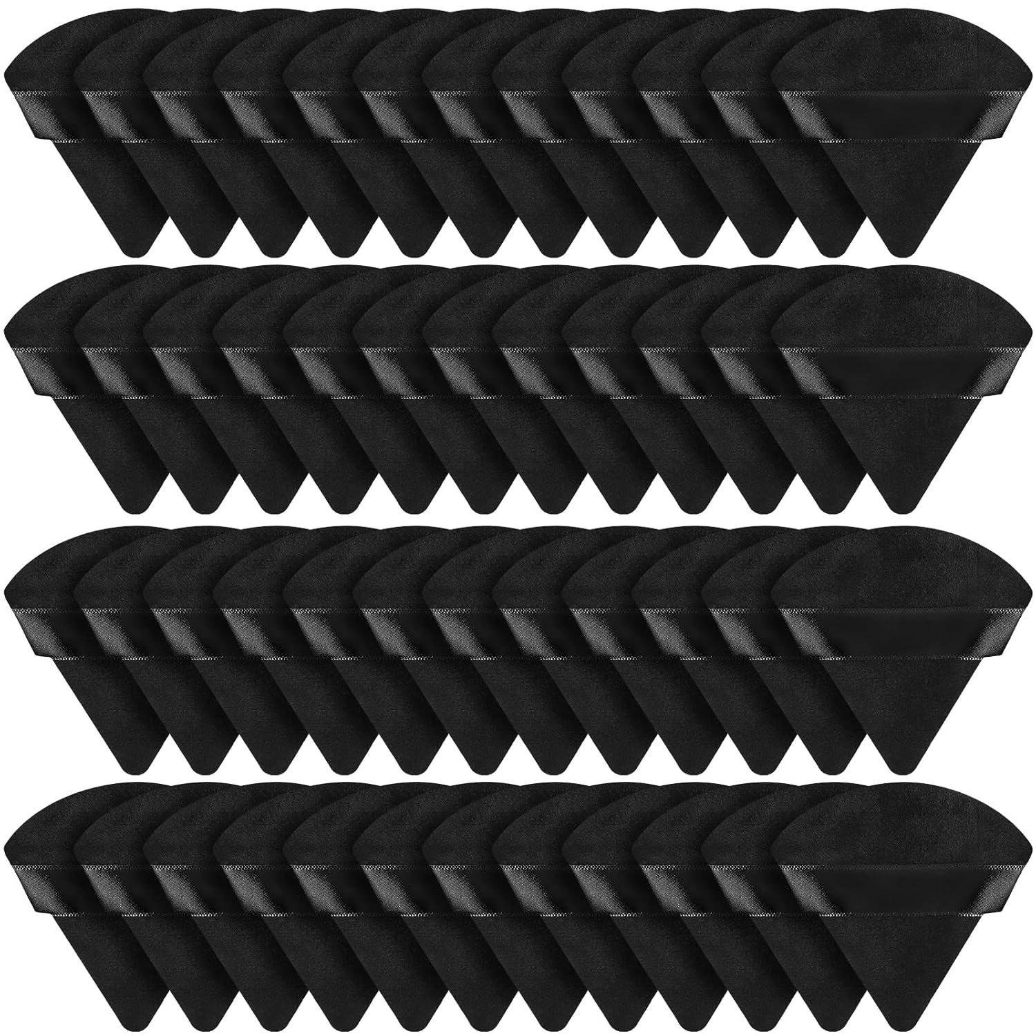 Suclain 48 Pcs Velour Triangle Powder Puff Soft Velour Makeup Puff for Face Powder Makeup Triangle Sponges for Wet and Dry Cosmetic Foundation Loose Mineral Body Tool(Black)