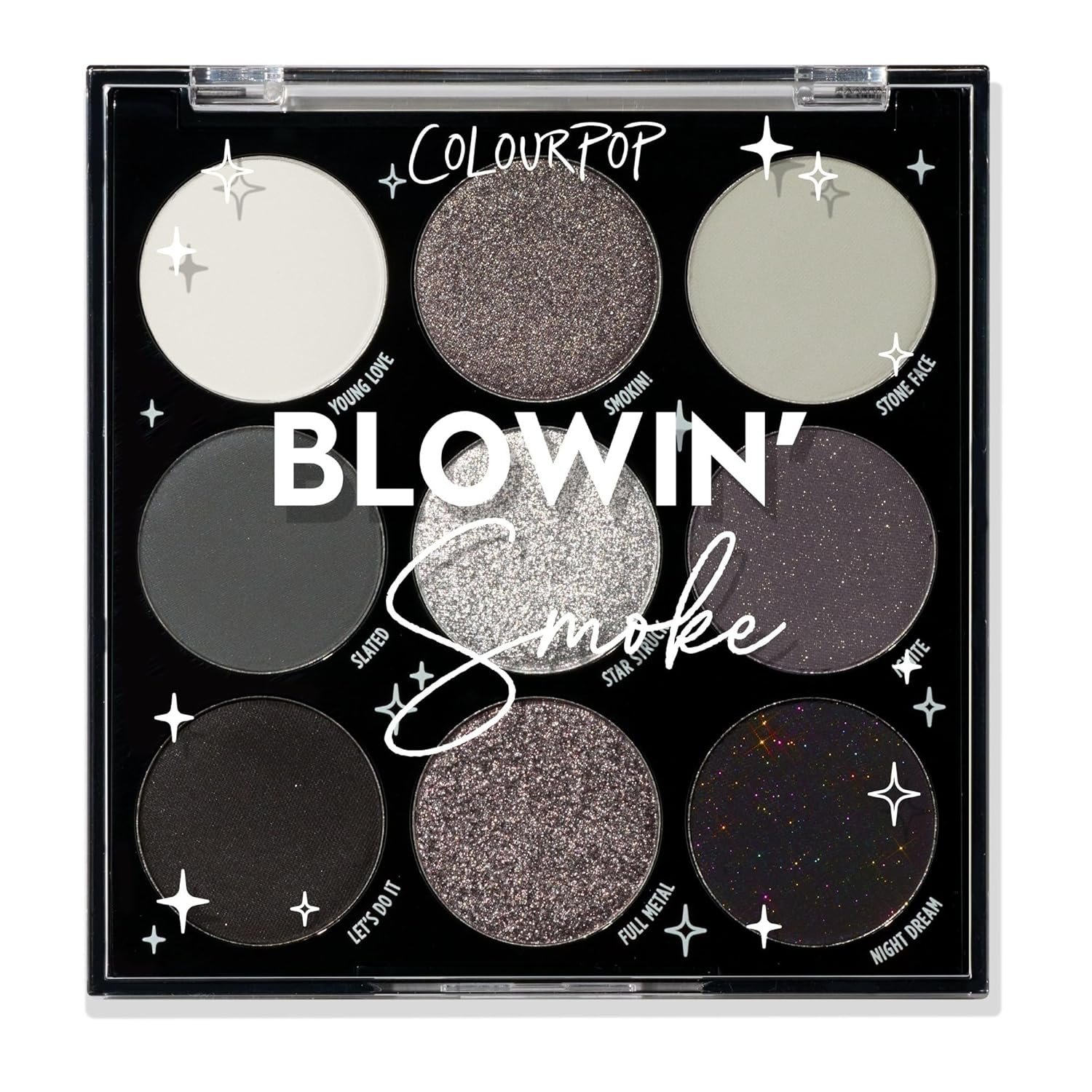 ColourPop Blowin’ Smoke Eyeshadow Palette – Silver & Smokey Eye Eyeshadow Palette with Metallic & Matte Finishes – High-Pigment Eye Makeup with Long-Wearing Formula (0.3 oz)