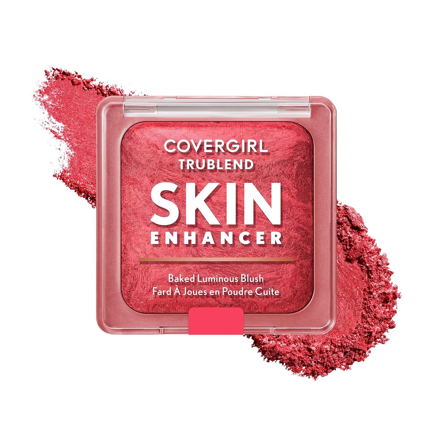 COVERGIRL TruBlend Skin Enhancer Baked Luminous Blush, with Hyaluronic Acid & White Rose Extract, Blends Seamlessly – Strawberry Drizzle (Bright Red with Light Red Swirls)