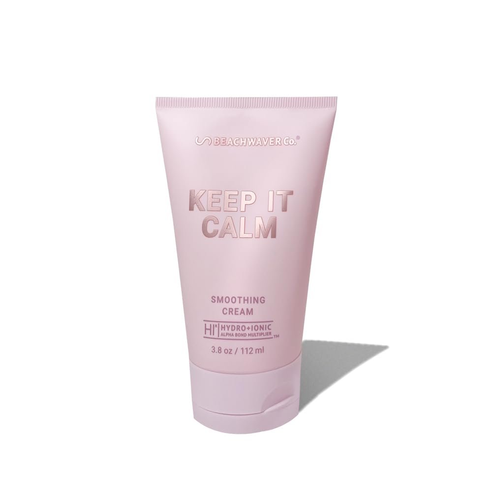 The Beachwaver Co. Keep It Calm Smoothing Cream – Full Size (3.8 Oz) | Styling Cream for Smooth, Sleek Hair | Anti-Frizz Flyaway Tamer w/HiX Vegan Bond Multipliers | Polynesian Pink Sugar