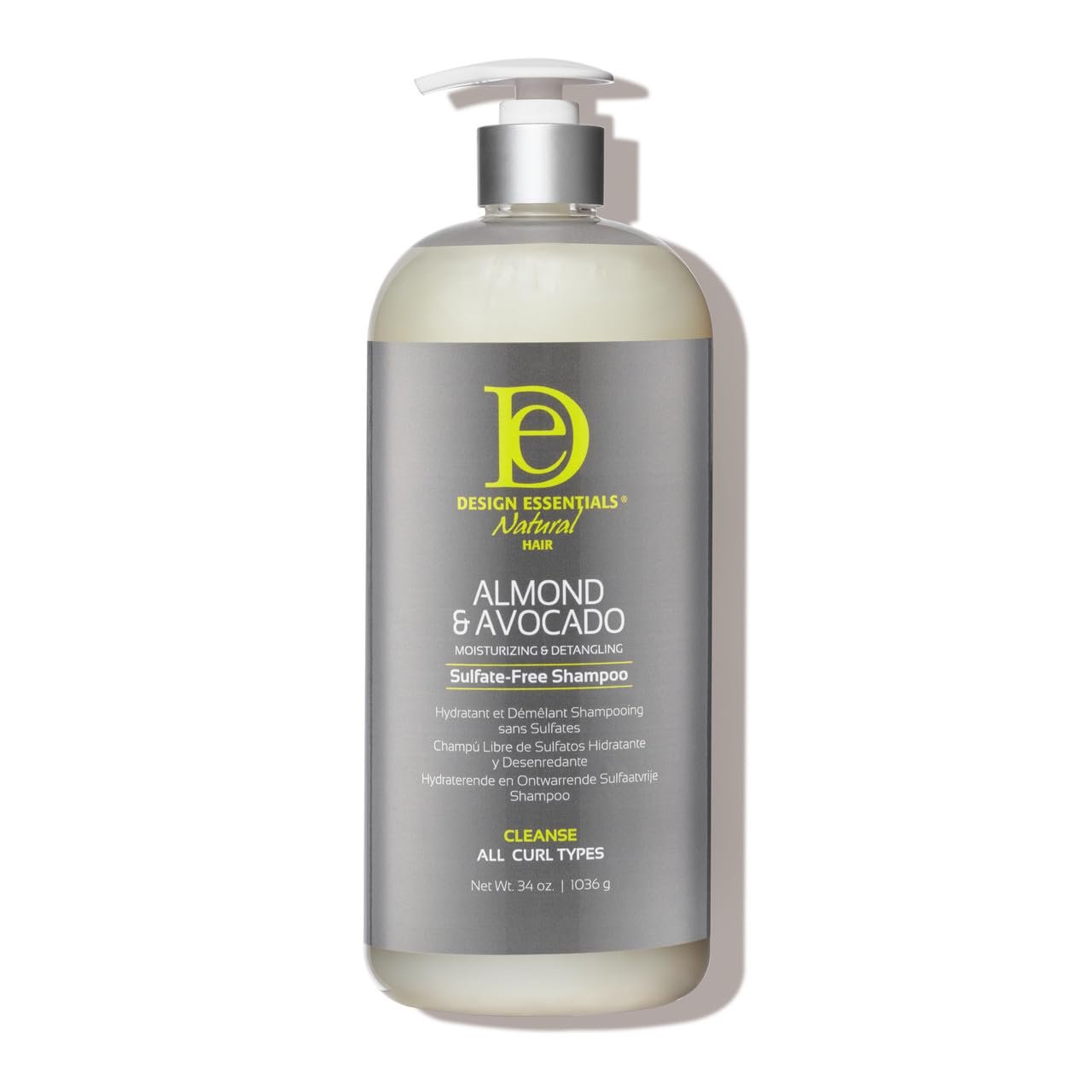 Design Essentials Natural Almond & Avocado Moisturizing & Detangling Sulfate-Free Shampoo, 32 Ounce