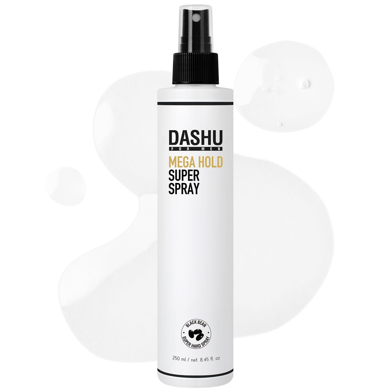 DASHU Mega Hold Super Hair Spray 8.45 fl oz – Ultra-Strong Fixation, Hairspray for Women & Men, Dryness Prevention, Natural Finish, Easy Wash-Out