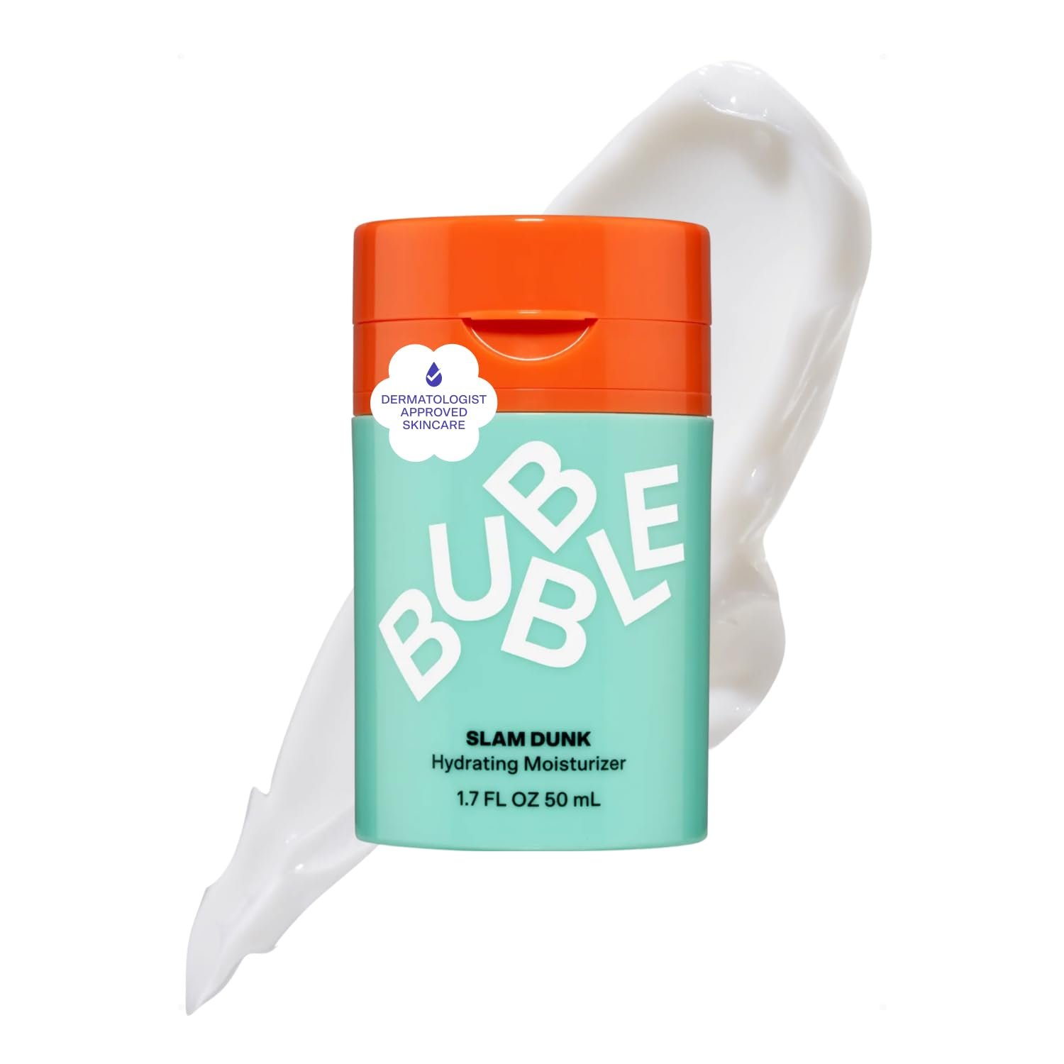 Bubble Skincare Slam Dunk Hydrating Face Moisturizer – Travel Size Lightweight Face Lotion with Vitamin E + Aloe Vera – Daily Facial Moisturizer for Normal + Dry Skin with Blue Light Protection (50ml)