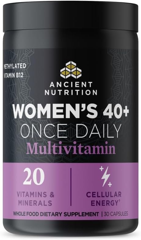 Ancient Nutrition Methylated Multivitamin for Women 40+, Once Daily | Once Daily, Magnesium, Methylated Vitamin B, C, K2, Folate and Iron Supplement, 30 count