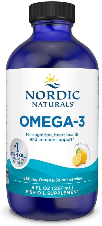 Nordic Naturals Omega-3, Lemon Flavor – 8 oz – 1560 mg Omega-3 – Fish Oil – EPA & DHA – Immune Support, Brain & Heart Health, Optimal Wellness – Non-GMO – 48 Servings