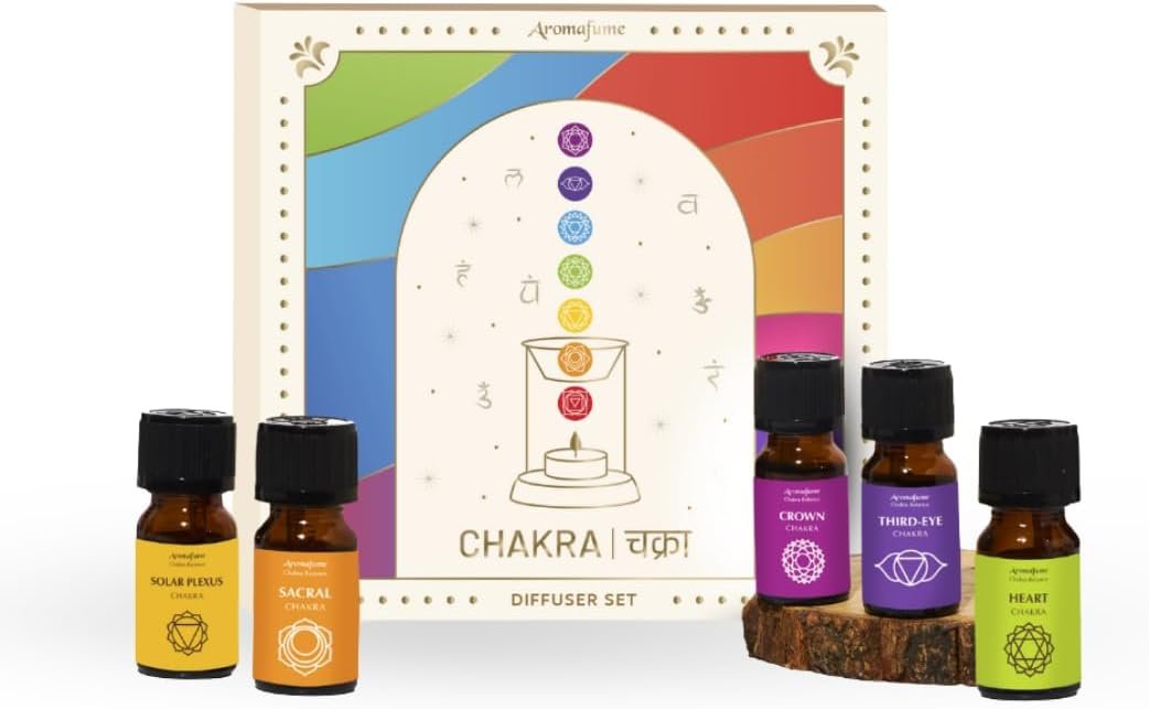 7 Chakra Essential Oil Diffuser Blend Gift Set, 7x10ml by Aromafume | 7 x 10ml 0.33 fl oz each, Aromatherapy Oils for Chakra Balance, Incense for Meditation, Yoga & Reiki