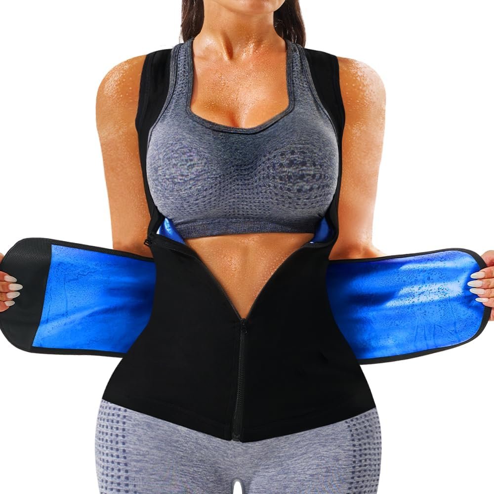 LMCOB Sauna Vest for Women Adult Waist Trainer Workout Shapewear | Women Waist Trainer with Zipper Heat Trapping Sauna Suits,Weight Loss & Body Sculpting,Gym Training & Daily Home Workouts