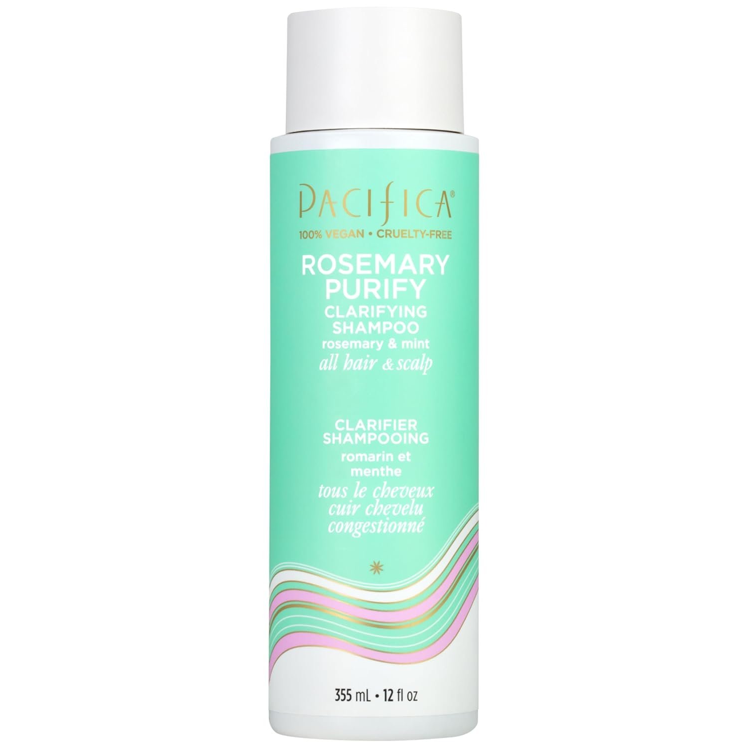 Pacifica Clarifying Shampoo – Rosemary Purify Invigorating Shampoo w/Soothing Mint for Detoxing Hair & Scalp Build-Up, Sulfate & Silicone Free – Vegan & Cruelty-Free Dermatologist Tested