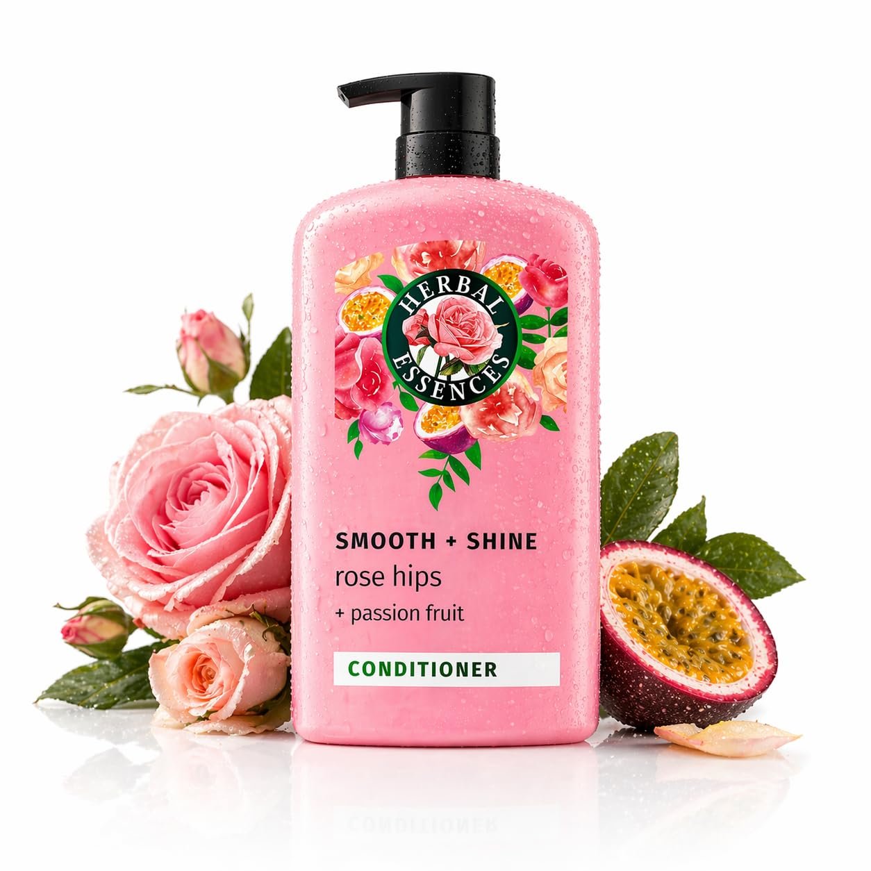 Herbal Essences Conditioner, Rose Hips + Passionfruit – Smooth Collection, Shiny Hair with Vitamin E & Jojoba, Safe for Color Treated Hair, Floral Scent, Cruelty-Free, Dermatologist-Tested, 29.2 Fl Oz