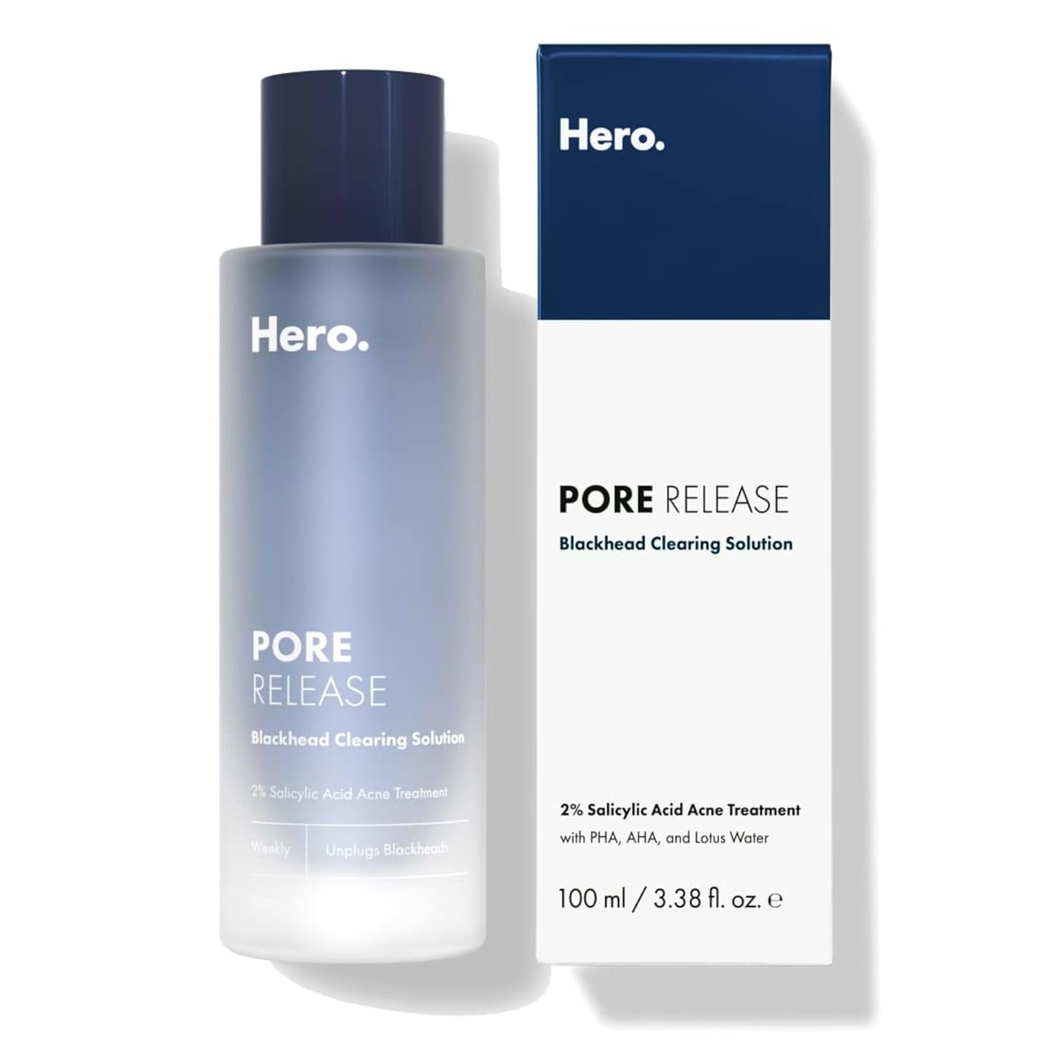 Hero Cosmetics Pore Release Blackhead Clearing Solution, 3.38 Fl Oz | Blackhead Remover Toner; Exfoliating 2% Salicylic Acid Toner Featuring AHA, BHA, and PHA; Acne Treatment