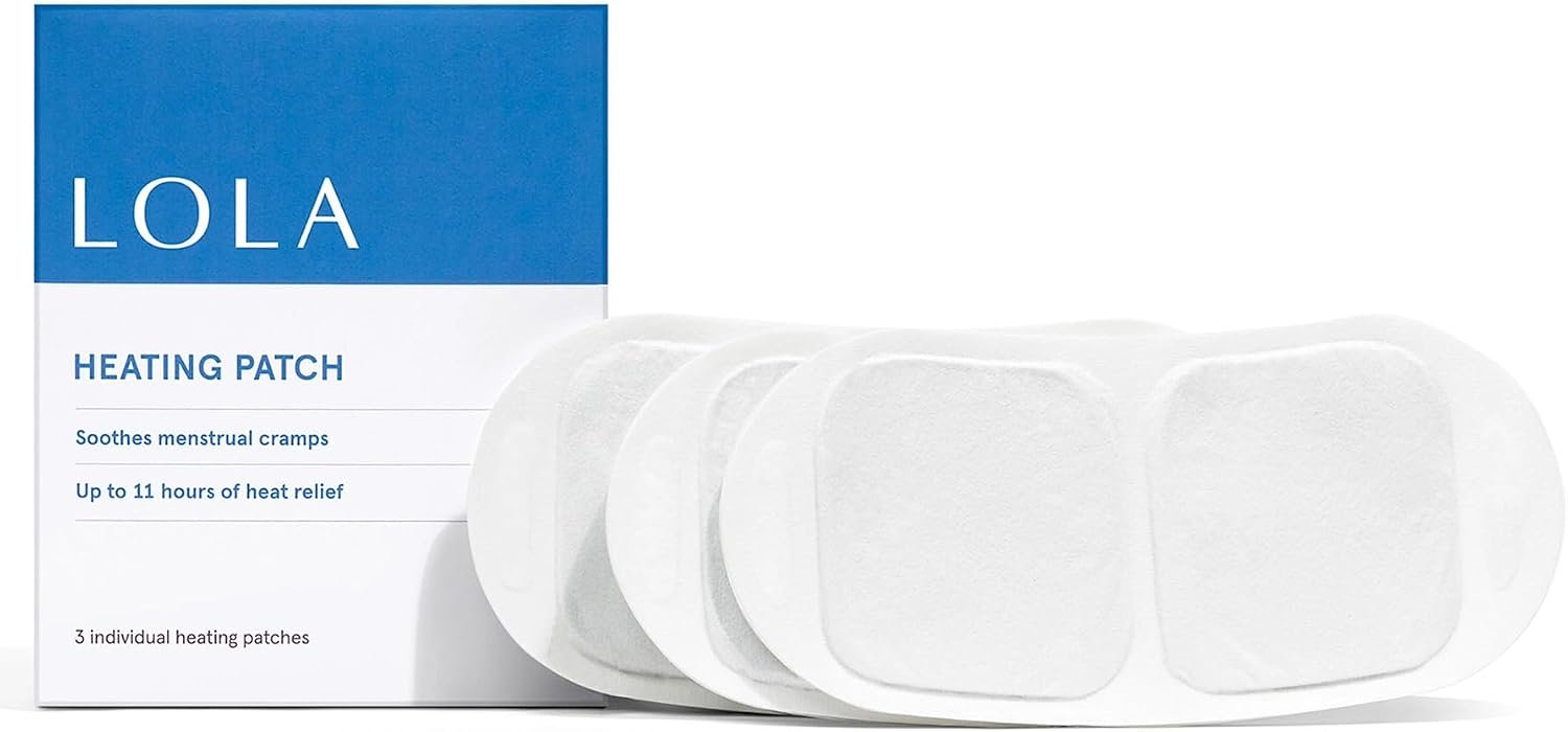 LOLA Heating Patches for Period Cramps, 3 Count | Soothing Natural Heat Therapy, Pain Relief, Disposable Heating Pad