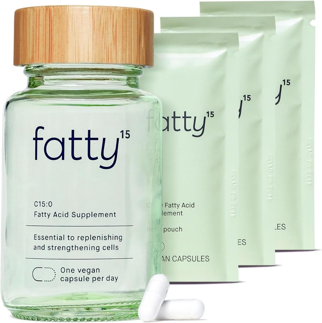 Fatty15 C15:0 Pentadecanoic Acid Healthy Aging Supplement – 3 Month Supply | 3x Cellular Benefits of Omega 3 Fish Oil – Longevity, Metabolic, Wellness & Liver Support – Gluten Free & Sugar Free