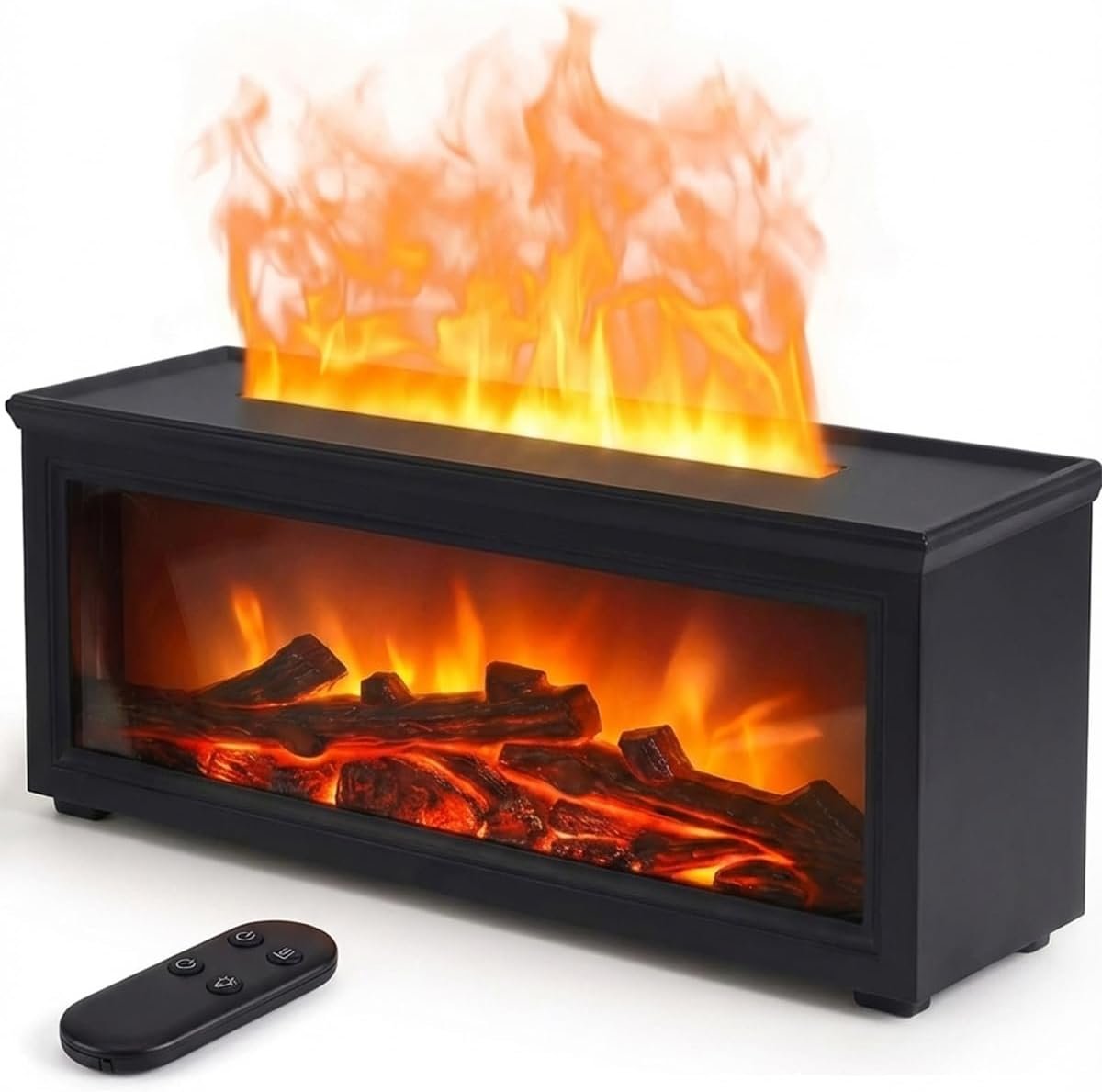 Essential Oil Diffuser, 7-Color Fireplace Fire Flame Aromatherapy Humidifier, 280ml Ultrasonic Aroma Diffuser, Cozy with Time Sets and Remote Control for Bedroom Home Yoga Office