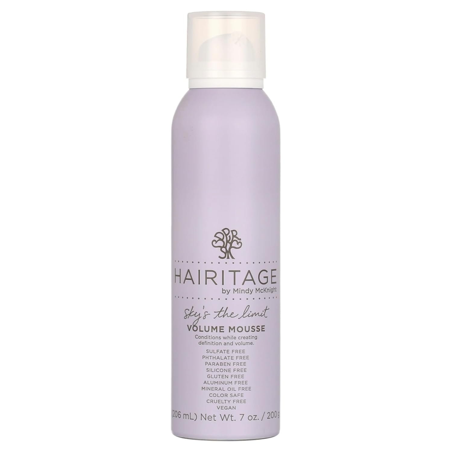 Hairitage Volumizing Hair Mousse for Texturizing Fine Hair, Root Lift & Frizz Control Styling, Pequi Oil, Rose Hip & Sage, Lightweight, Sulfate & Paraben Free, Vegan, 7 oz