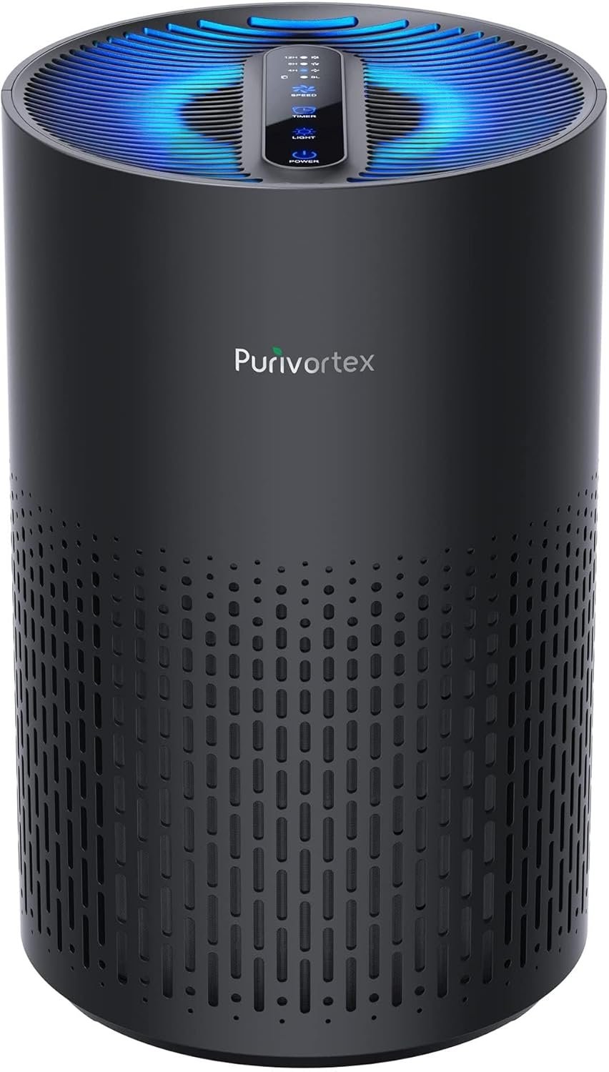 Purivortex Air Purifiers for Bedroom, Covers Up to 880 Sq Ft, PX500 Black | Quiet Air Purifier with HEPA Filter for Pollen, Smoke, Dust, Pet Dander, Odor, Hair, Ozone Free