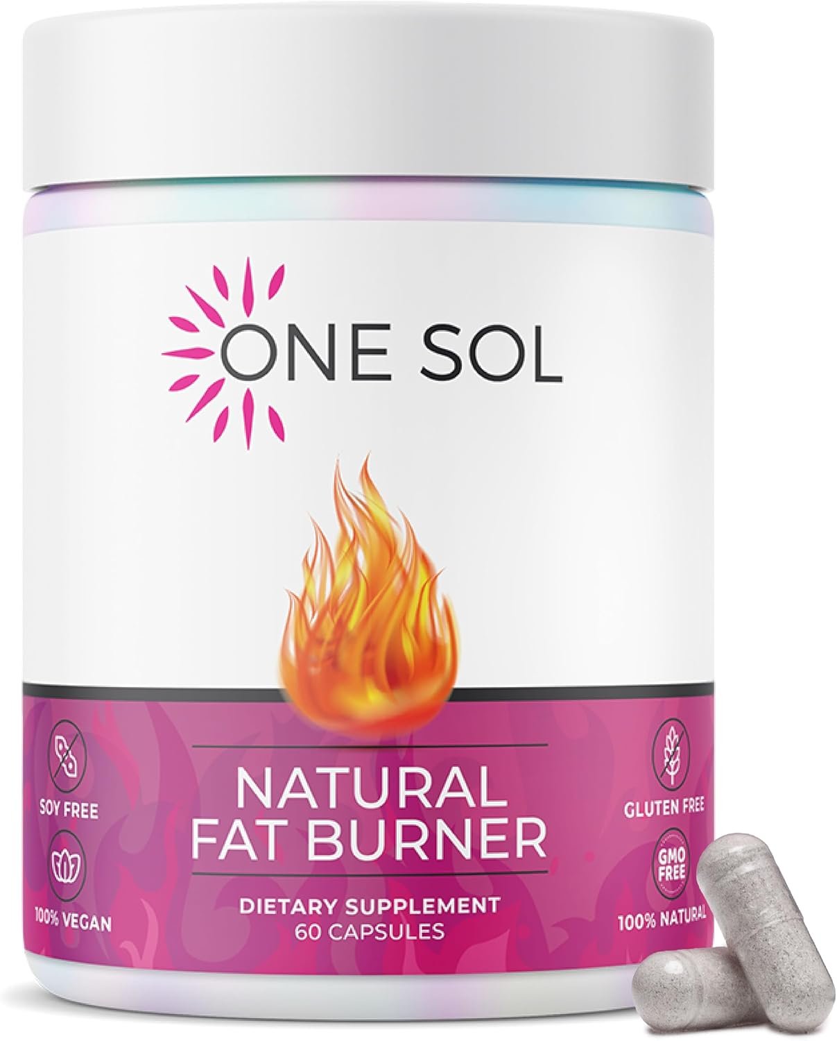 One Sol Fat Burner for Women, Natural Metabolism Booster, Burn More Calories, Boost Energy & Mood, Curb Appetite & Stop Cravings, No Crash or Jitters, All-Natural Ingredients, Gluten & Soy Free