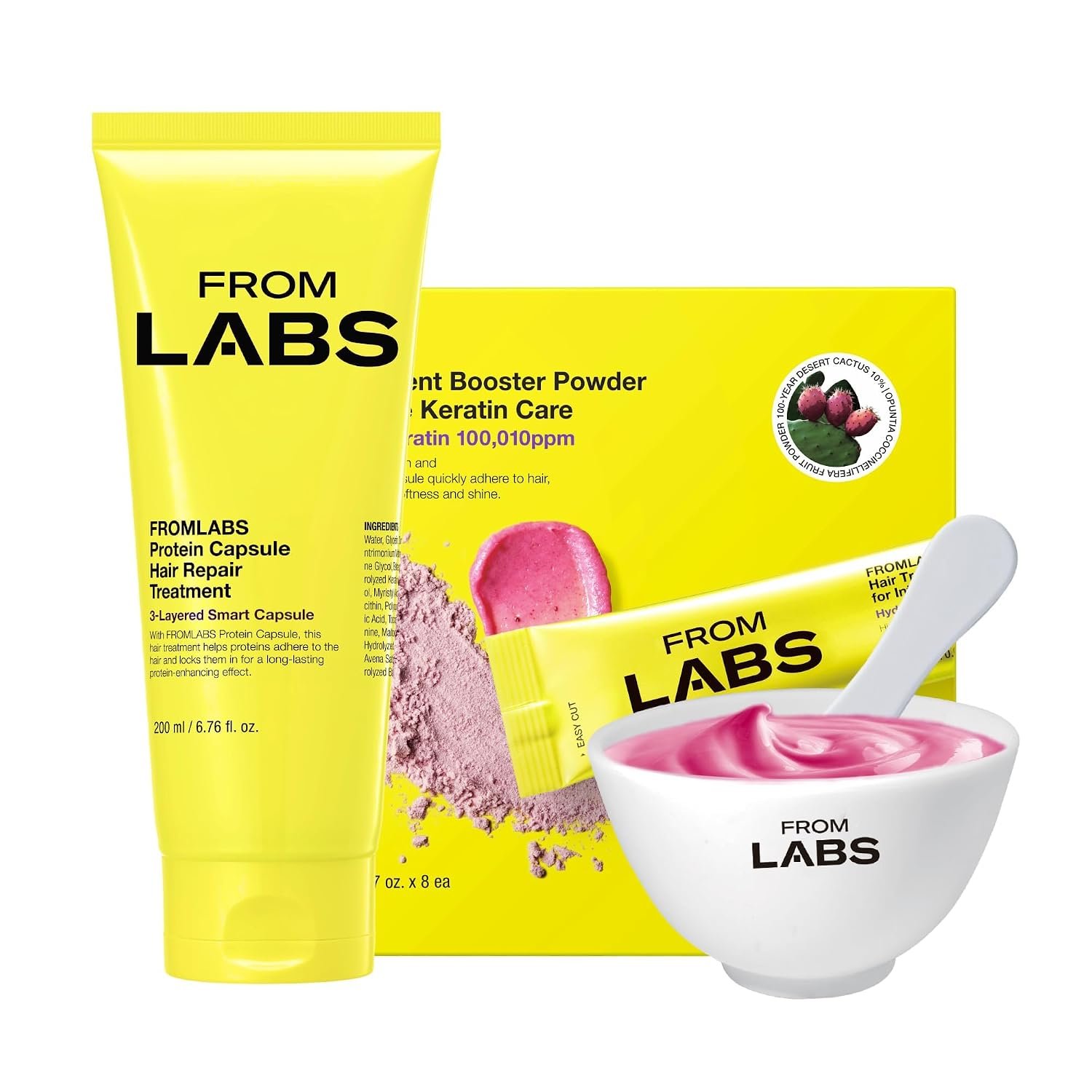 FROMLABS Deep Conditioning Protein Hair Mask Duo Set for Damaged Hair | Keratin Repair Treatment for Dry, Frizzy, Bleached & Color Treated Hair | For Curly, Wavy & Straight Hair | Korean Hair Care