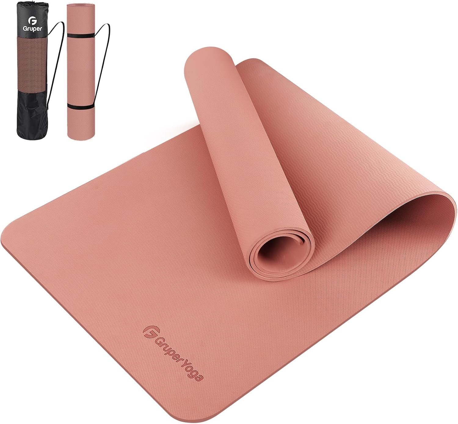 Gruper Yoga Mat Non Slip, 72″L x 24″W x 0.24″/0.32″TH, Anti-Tear Exercise Mat with Carrying Strap and Bag, Pro TPE Yoga Mats for Women, Workout Mats for Home, Pilates and Floor Exercises