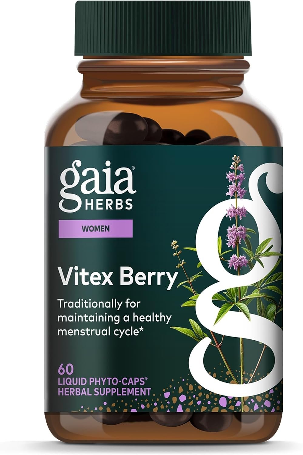 Gaia Herbs Vitex Berry – 1000 mg Organic Chaste Tree – Traditionally Used to Support Hormone Balance for Women & a Healthy Menstrual Cycle* – 60 Vegan Liquid Phyto-Caps (30 Servings)