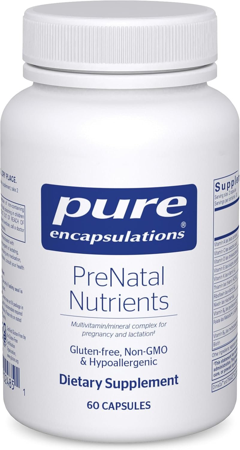Pure Encapsulations PreNatal Nutrients – for Pregnancy & Lactation – Aids Energy & DNA Development* – with Folate, Choline & Iron – Gluten Free & Non-GMO – 60 Capsules
