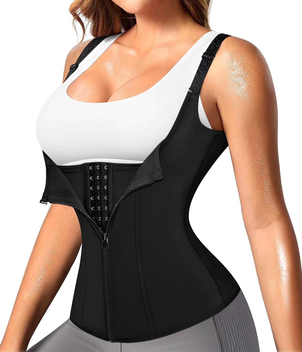 Nebility Waist Trainer for Women Corset Shapewear with Zipper Women’s Waist Cincher Tank Top with Adjustable Straps