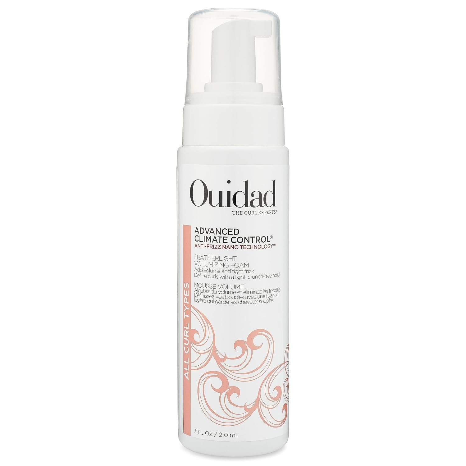 Ouidad Advanced Climate Control Volumizing Foam – 7 fl oz, Lightweight Hair Styling Foam, Anti-Frizz Nano Technology, Adds Volume, Fights Frizz & Defines Curls, Crunch-free Hold, For All Curl Types