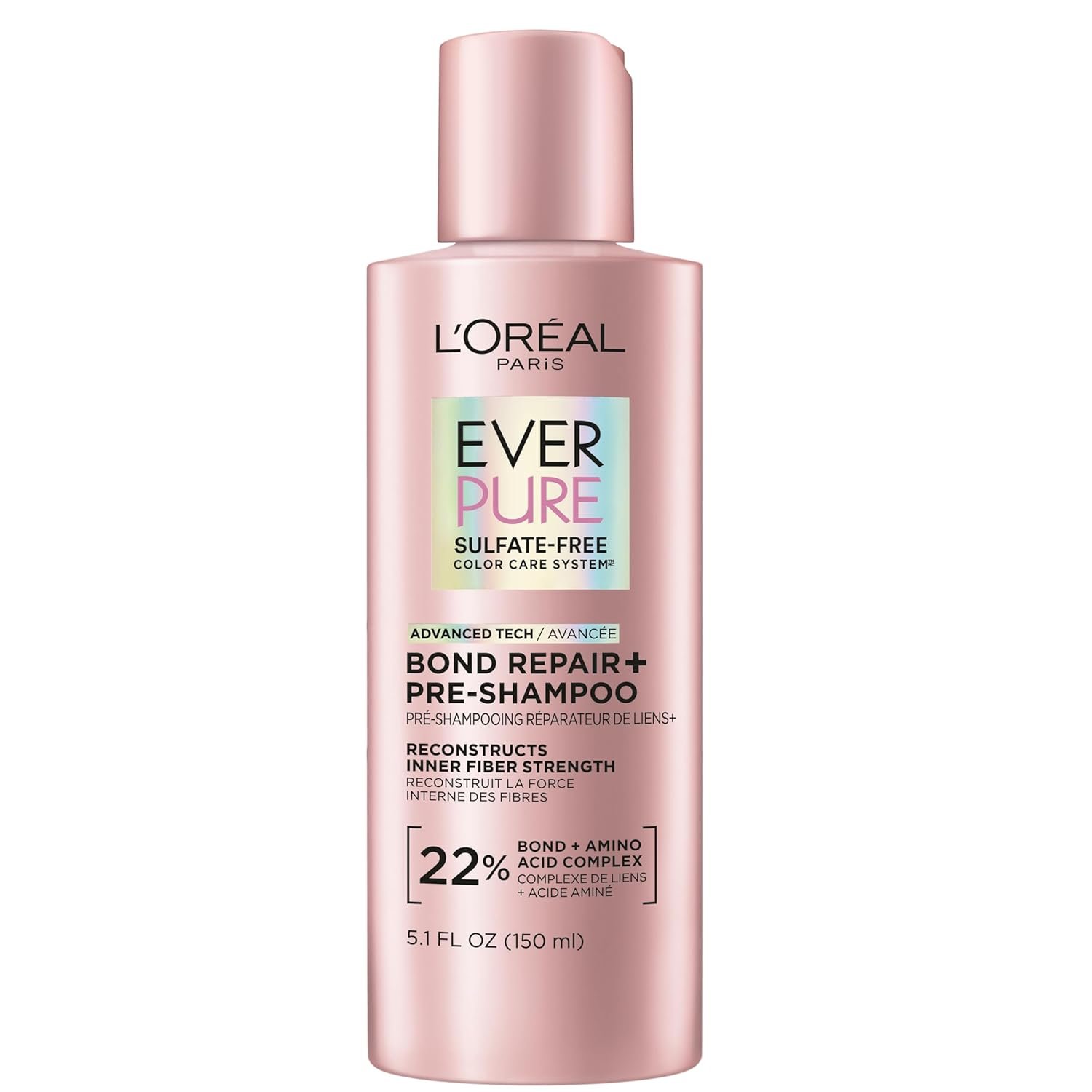 L’Oreal Paris Sulfate Free Bond Repair+ Pre Shampoo Concentrate, Hair Treatment with Bond + Amino Acid Complex for Colored, Bleached or Damaged Hair, EverPure, 5.1 Fl Oz (Packaging May Vary)