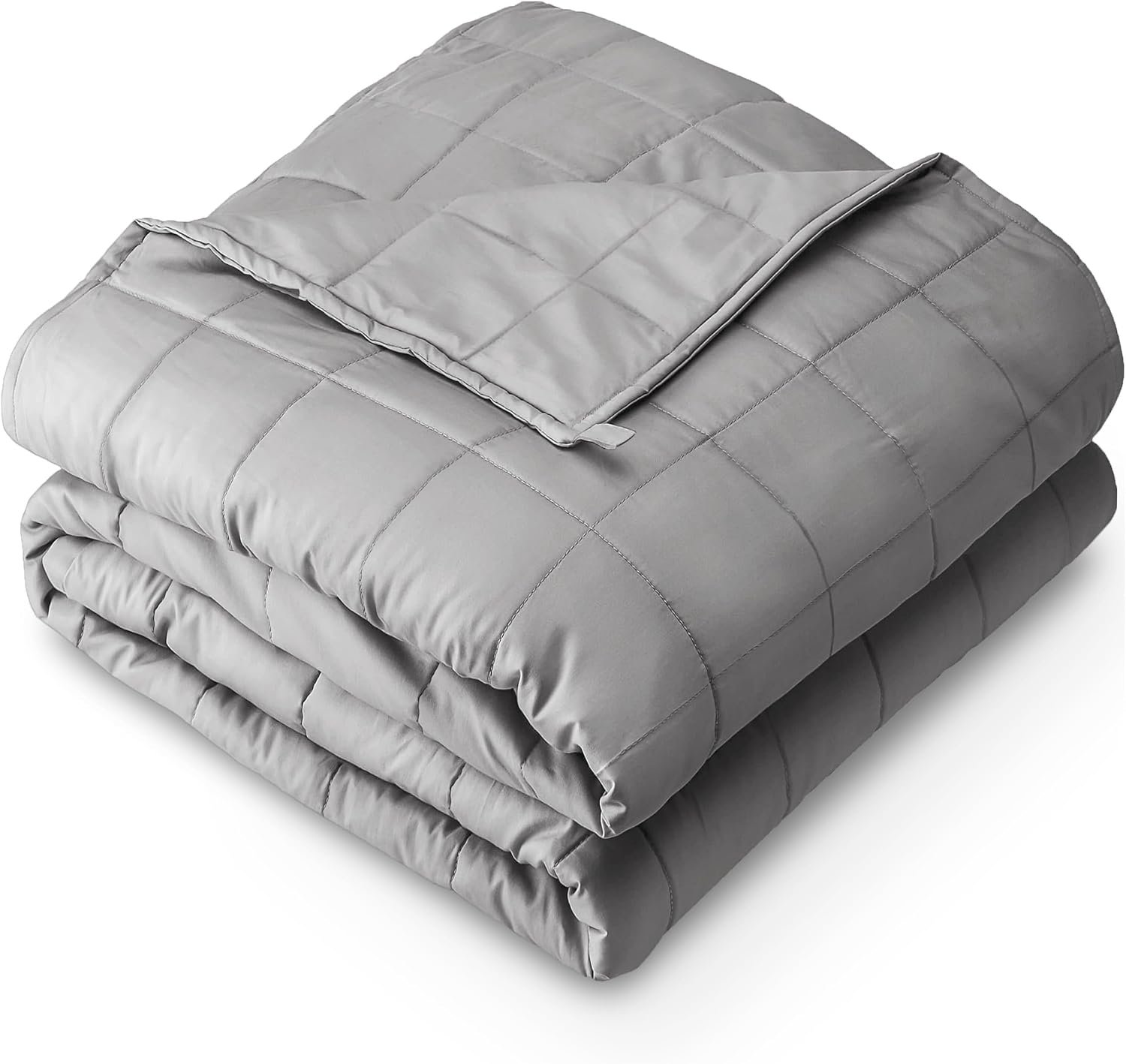 Bare Home Weighted Blanket All-Natural 100% Cotton with Nontoxic Glass Beads 48″x72″ 15lbs, Light Grey
