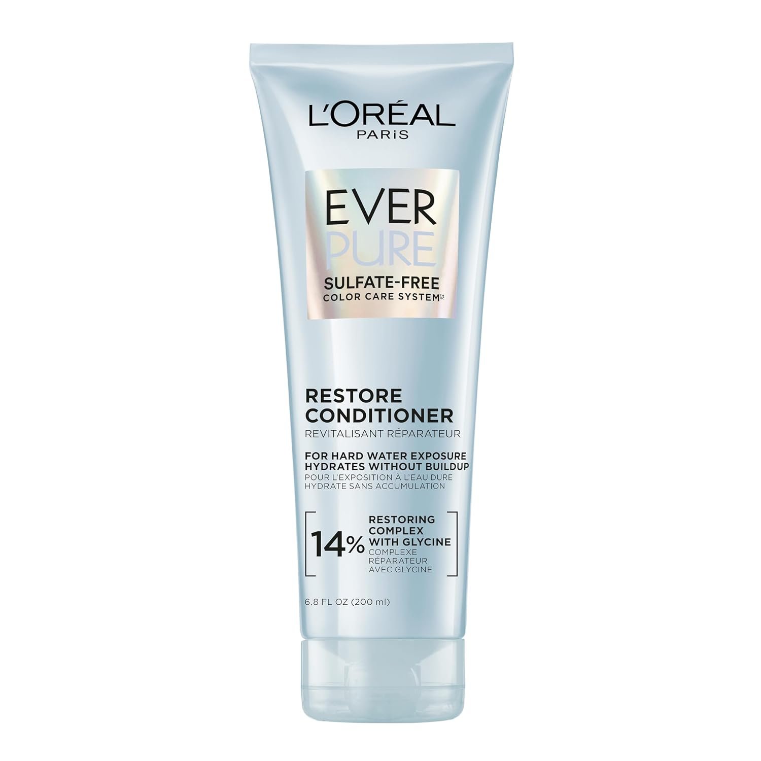 L’Oreal Paris Restore Sulfate Free Conditioner with Antioxidants, Moisturizing Conditioner for Hard Water Exposure and Styling Build-up, EverPure, 6.8 Fl Oz