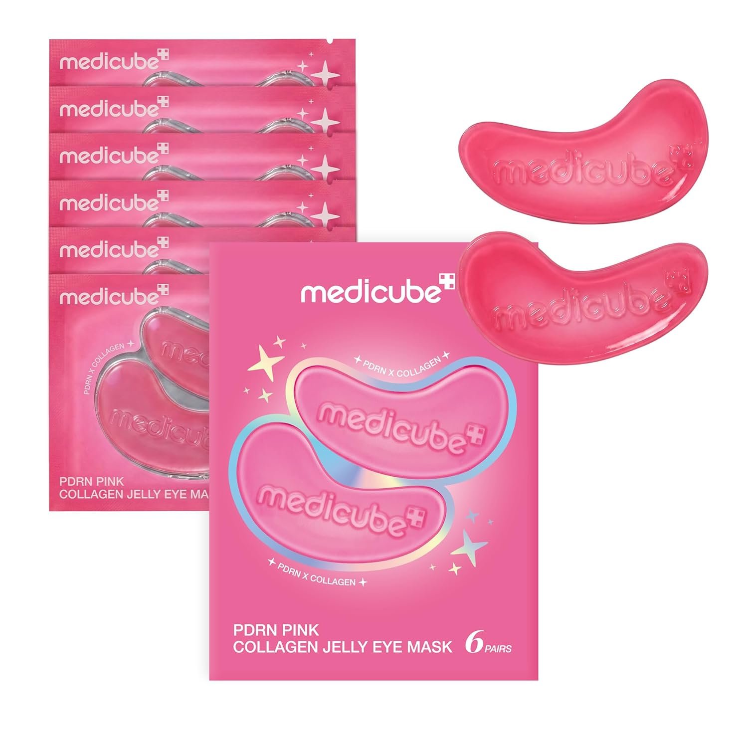 medicube Jelly Eye Mask PDRN Pink Collagen | Hydrogel Eye Patches with PDRN, Collagen, NAD | Refreshing for Puffy, Tired Eyes | Firming for Look of Wrinkles, Fine Lines | Korean Skincare (6 Pairs)