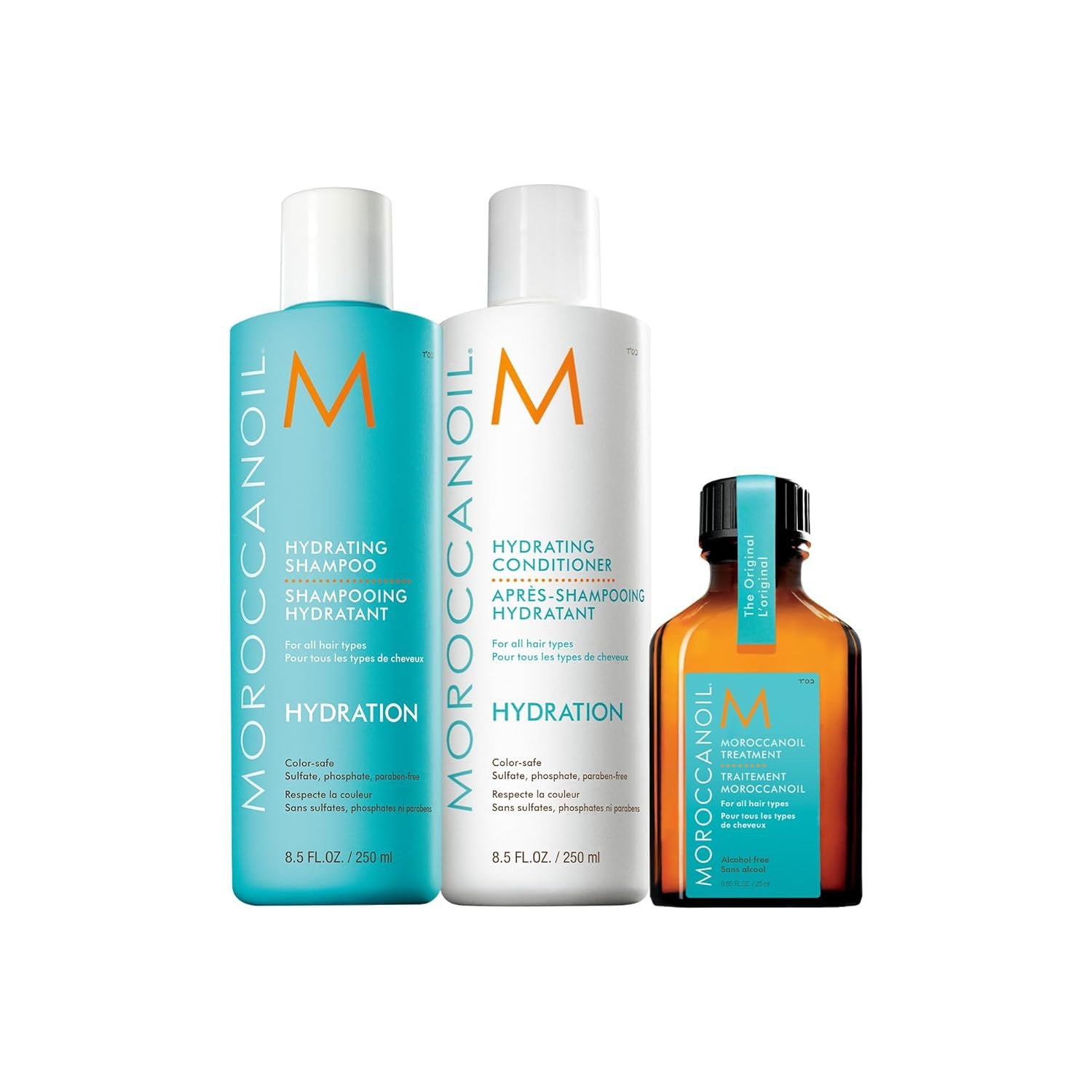 Moroccanoil Hydrate & Shine Hair Set | Shampoo, Conditioner & Treatment Set | Amazon Exclusive