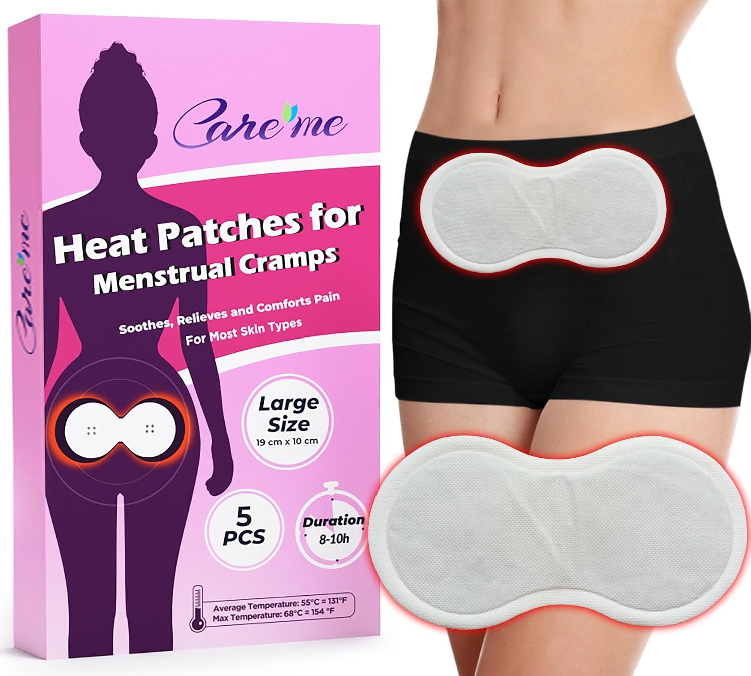 Portable Self Heating Pads (5 Count) for Menstrual Cramps – Thermal Therapy Heat Patches for Period Pain & Backache Relief