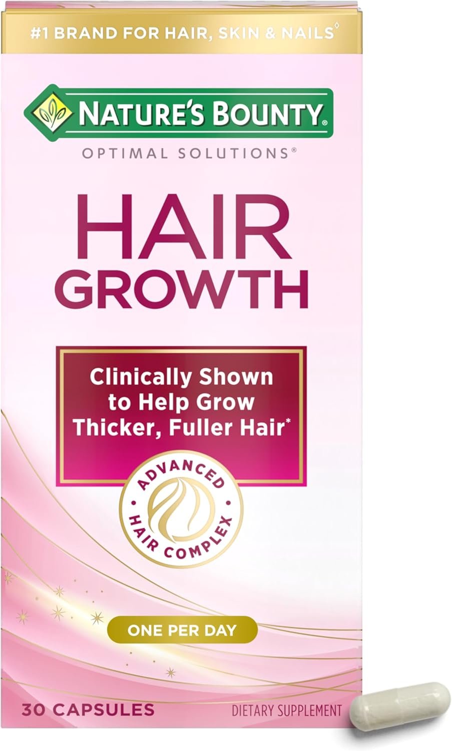 Nature’s Bounty Optimal Solutions Hair Growth Vitamin Supplement, 30 Count