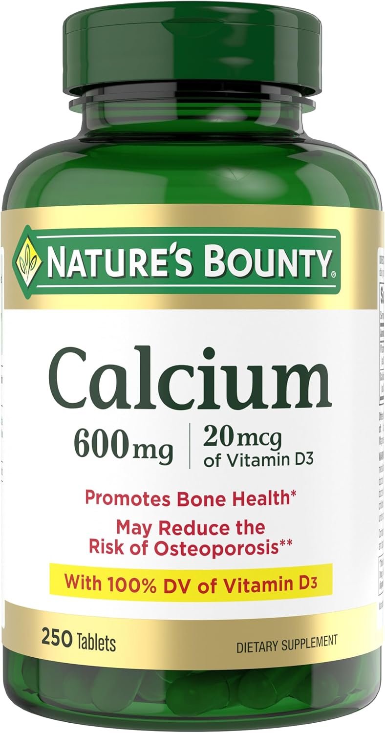 Nature’s Bounty Calcium Carbonate & Vitamin D, 250 Tablets | Supports Immune Health & Bone Health, 600mg Calcium & 800IU Vitamin D3