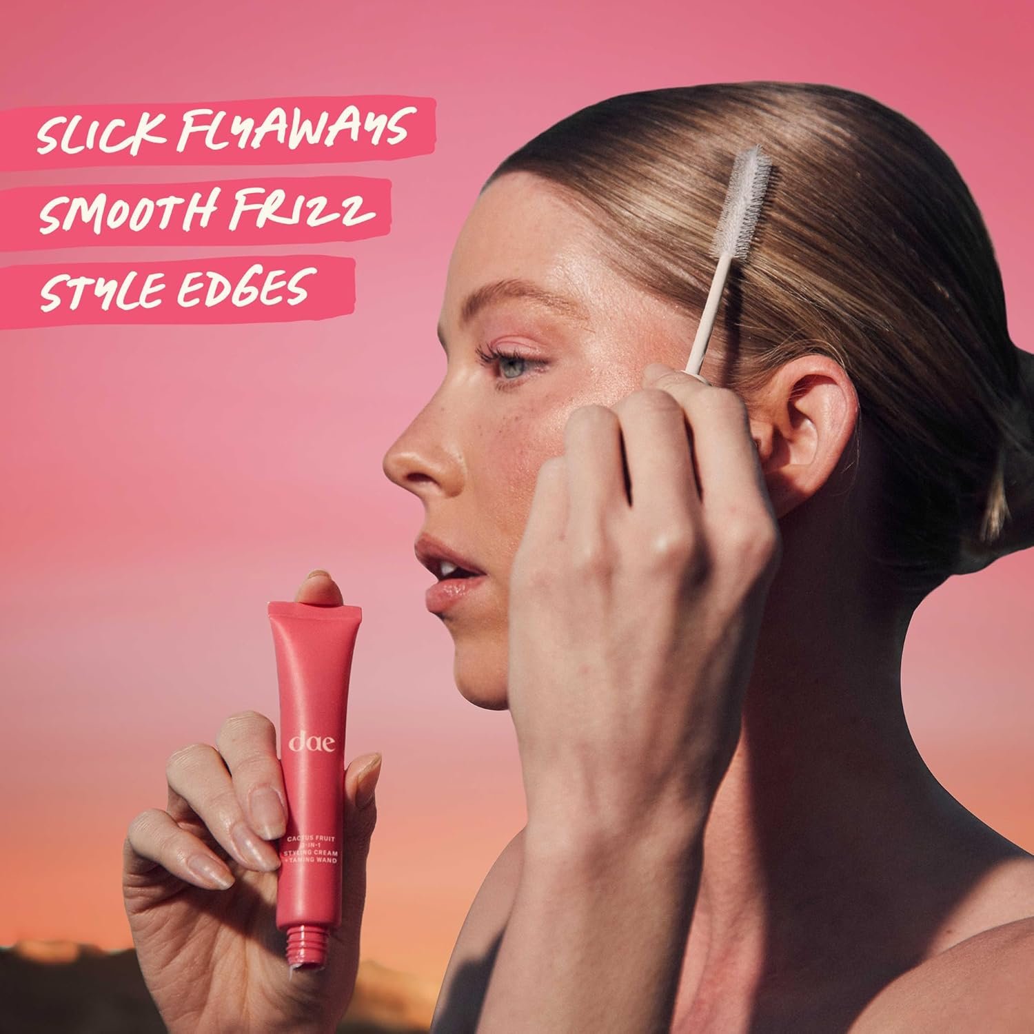 DAE Cactus Fruit 3-In-1 Styling Cream & Taming Wand – Tame Flyaways, Smooth Frizz, Style Edges (0.6 oz.)