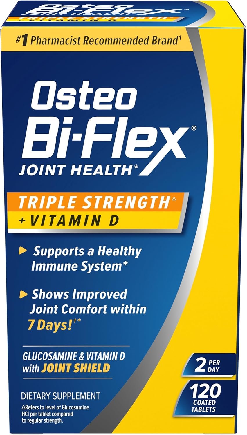 Osteo Bi-Flex Triple Strength Glucosamine Chondroitin Supplement, 120 Ct | With Vitamin D, Improve Joint Function, Support Bone Health, 120 Coated Tablets